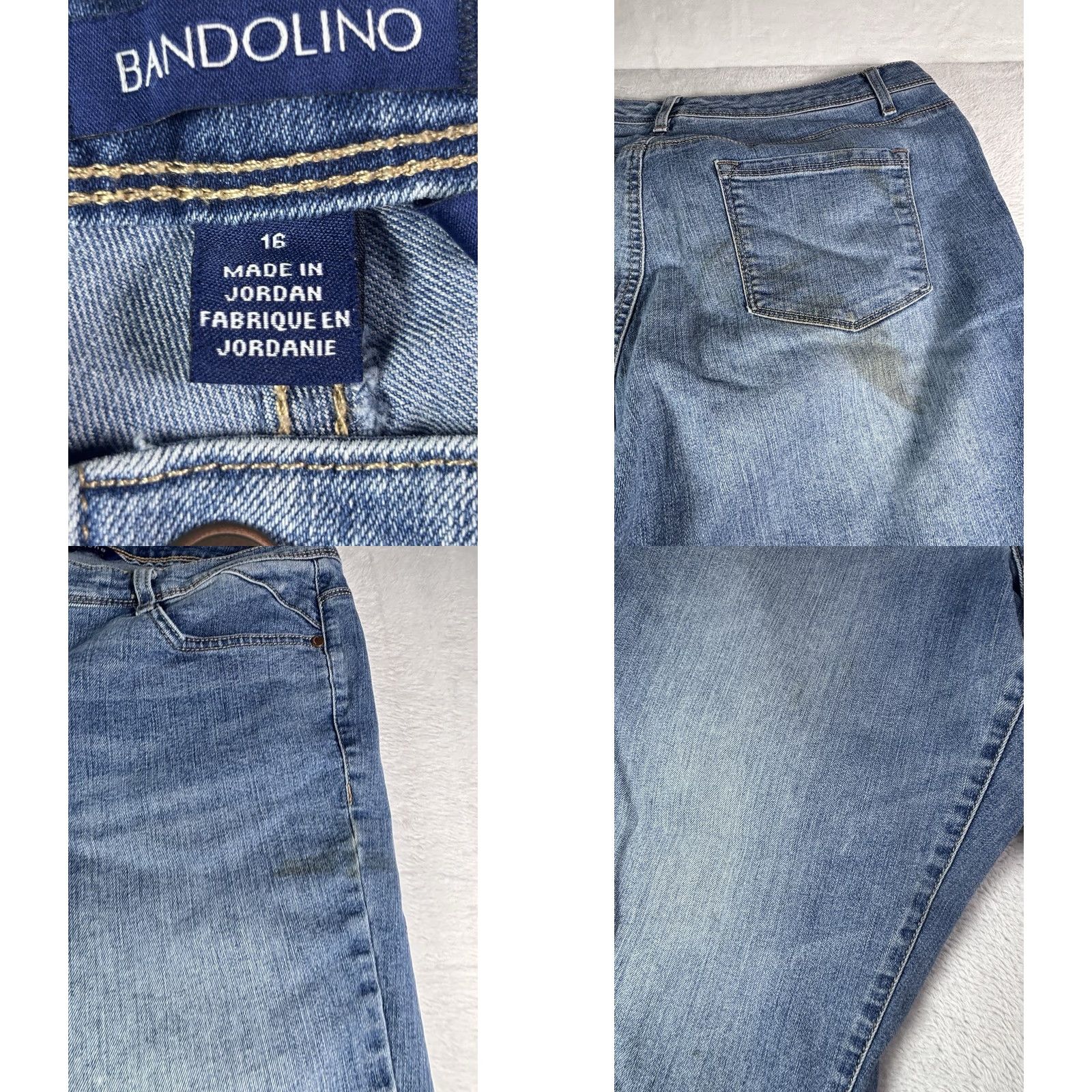 Vintage Bandolino Selene Capri Jeans Women’s Sz 16 Medium Wash Blue 5-Pocket Denim Stretch Regular Rise Mid Inseam 22 in Menus? Size 38" / US 16 / IT 52 - 8 Thumbnail