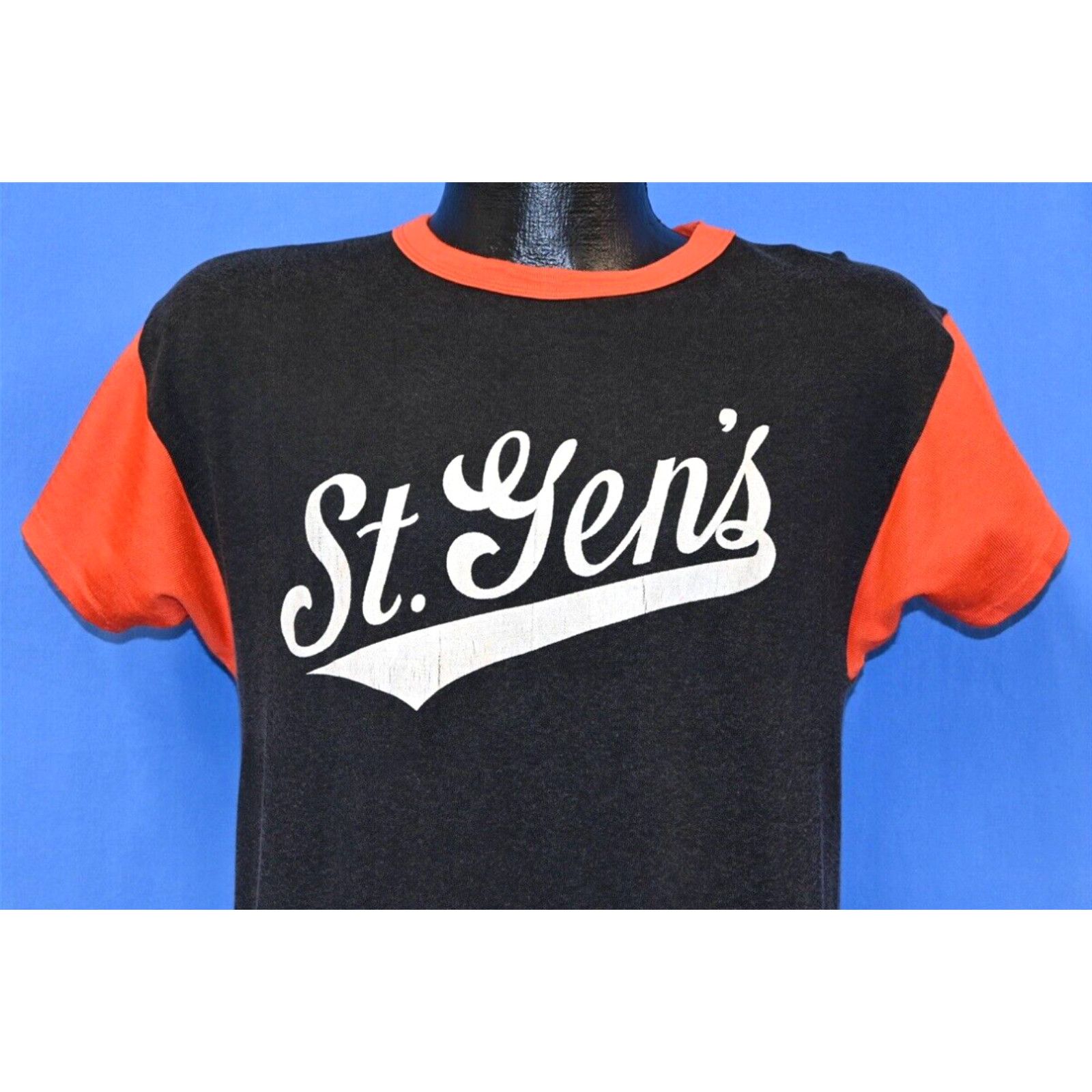 image of Vintage 60S St. Gens Capitol Bank Chicago Colorblock Slv Jersey T-Shirt Medium M in White, Men's