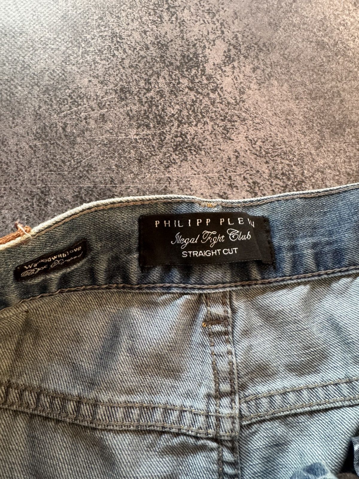 Hysteric Glamour Philip Plein Skull Embossed Crash Distressed Straight Jeans Size US 30 / EU 46 - 13 Thumbnail