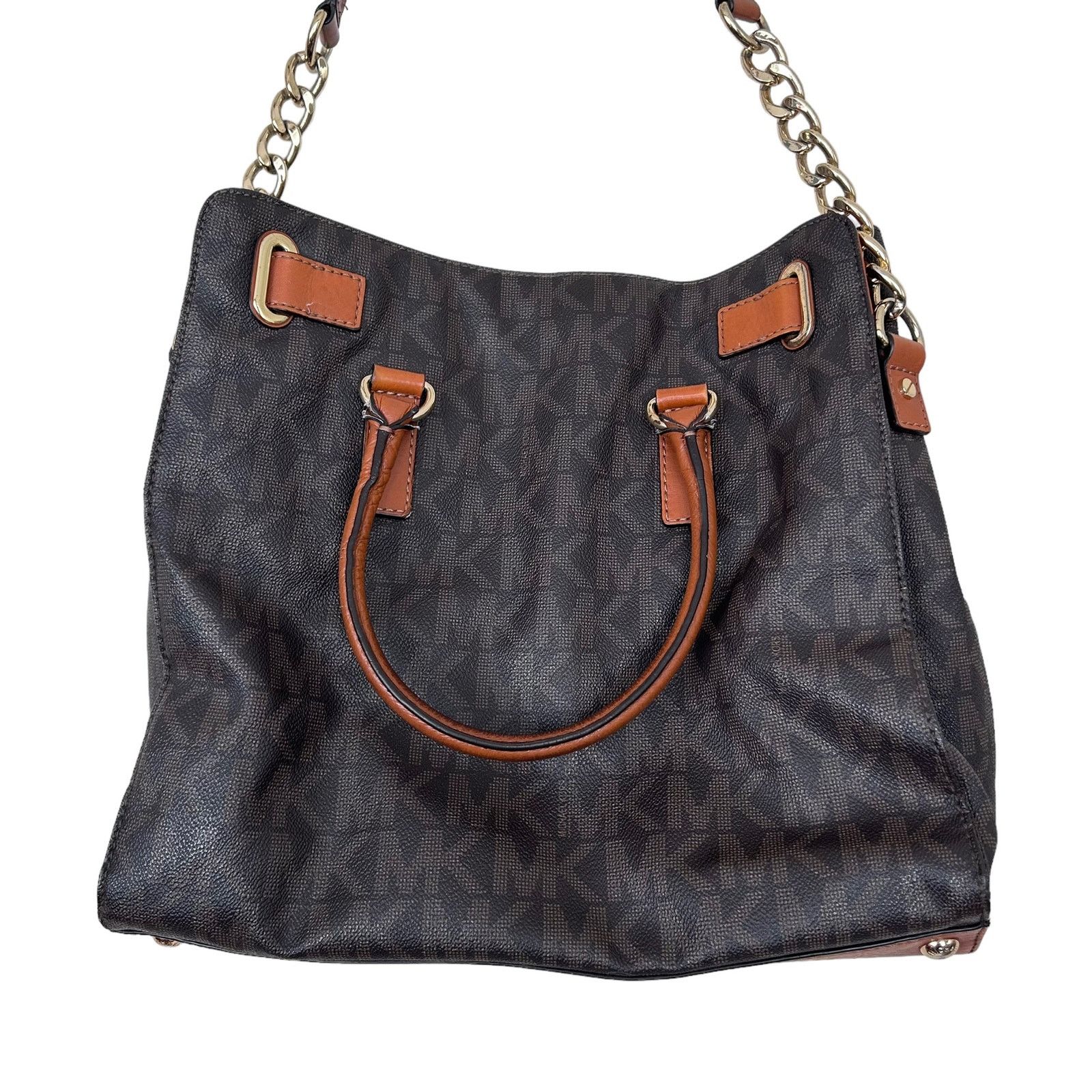Michael Kors Michael Kors Hamilton Large Satchel Tote Brown Monogram Size ONE SIZE - 6 Thumbnail