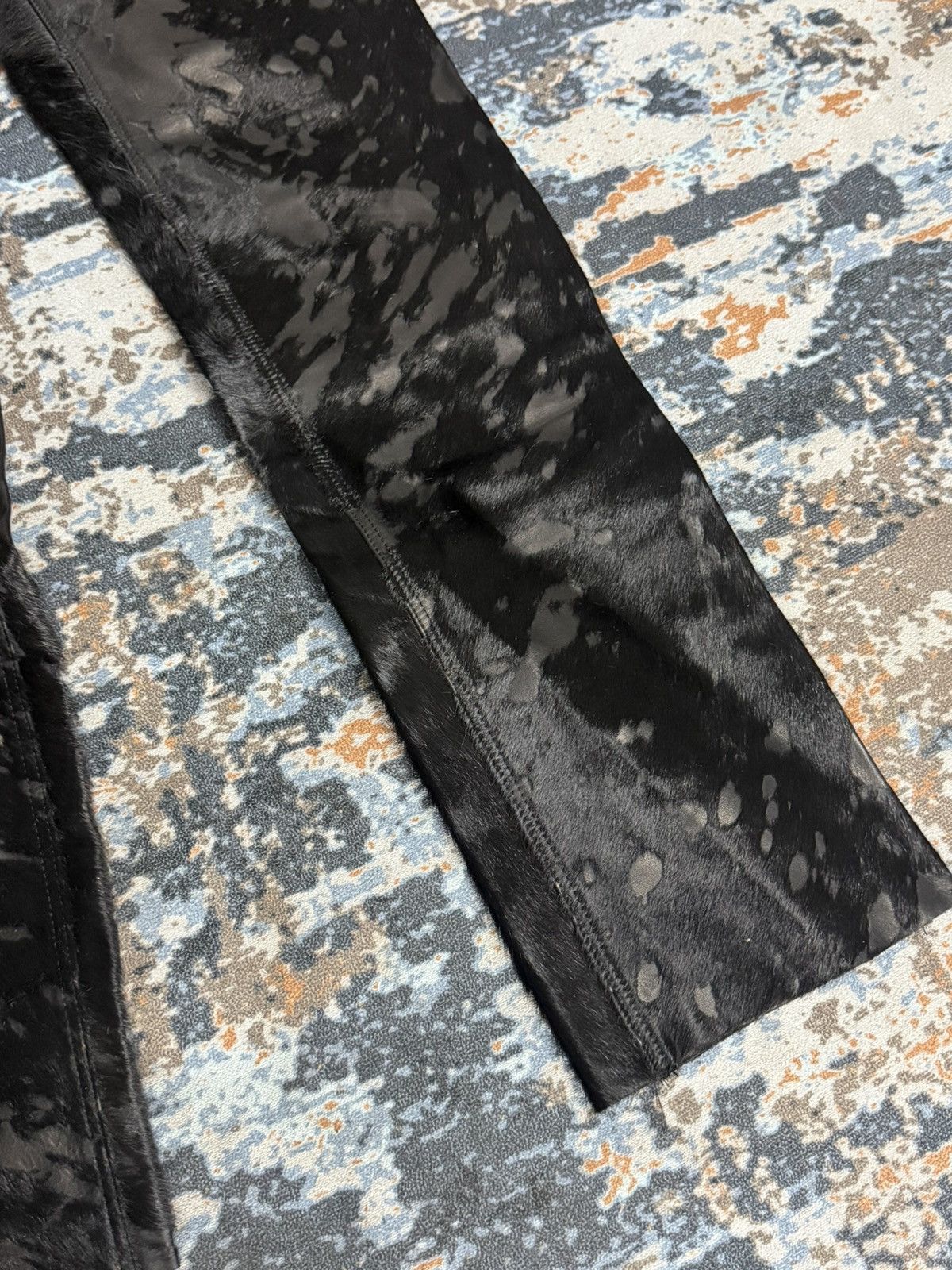 Japanese Brand Black Uneven Furry / Hair-On Hide Leather Pants Size US 32 / EU 48 - 6 Thumbnail