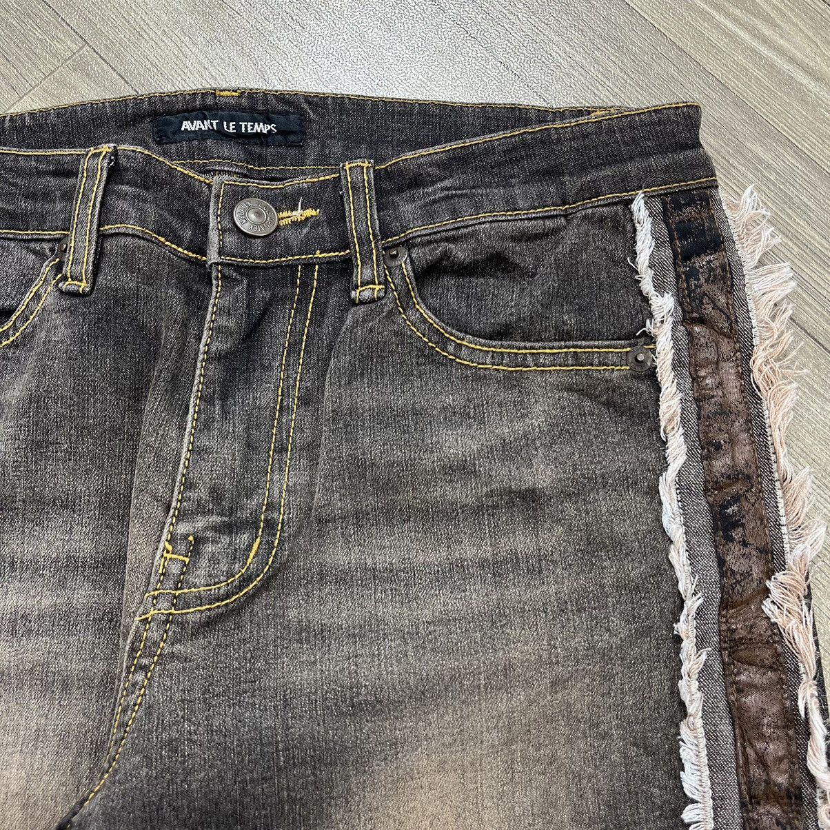 If Six Was Nine × Japanese Brand × Le Grande Bleu (L.G.B.) Y2K Avant Le Temps Waxed Leather Faded Flare Jeans Bootcut Size 27" / US 4 / IT 40 - 7 Thumbnail