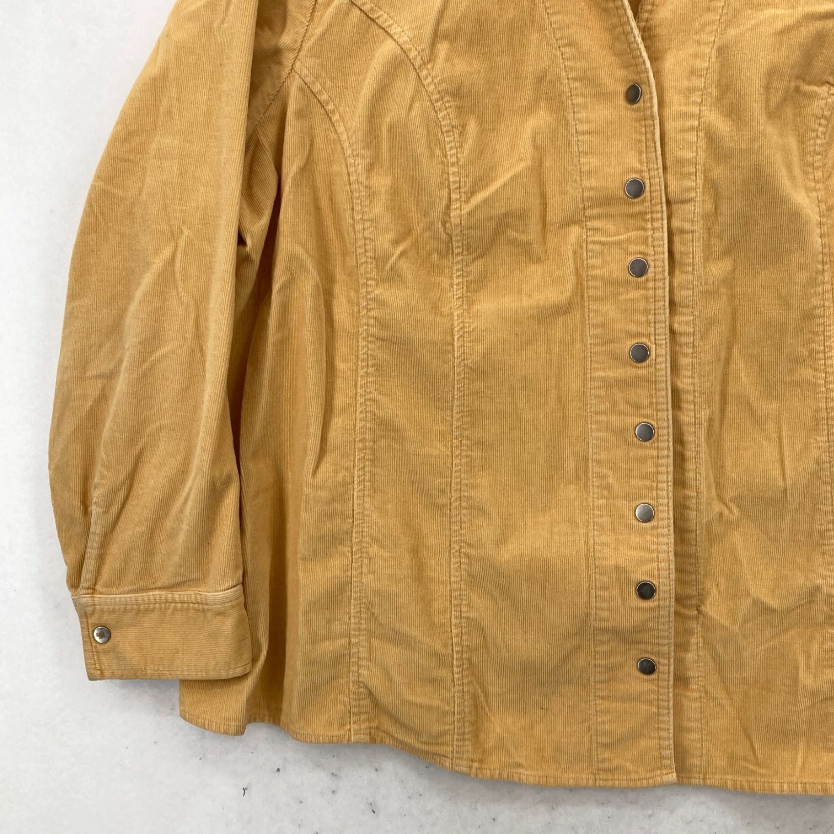 Vintage CJ Banks Corduroy Shirt Jacket Shacket Women's 3X Yellow Pearl Snap Western Camp Shirt/Jacket Size XXL / US 16-18 / IT 52-54 - 3 Thumbnail