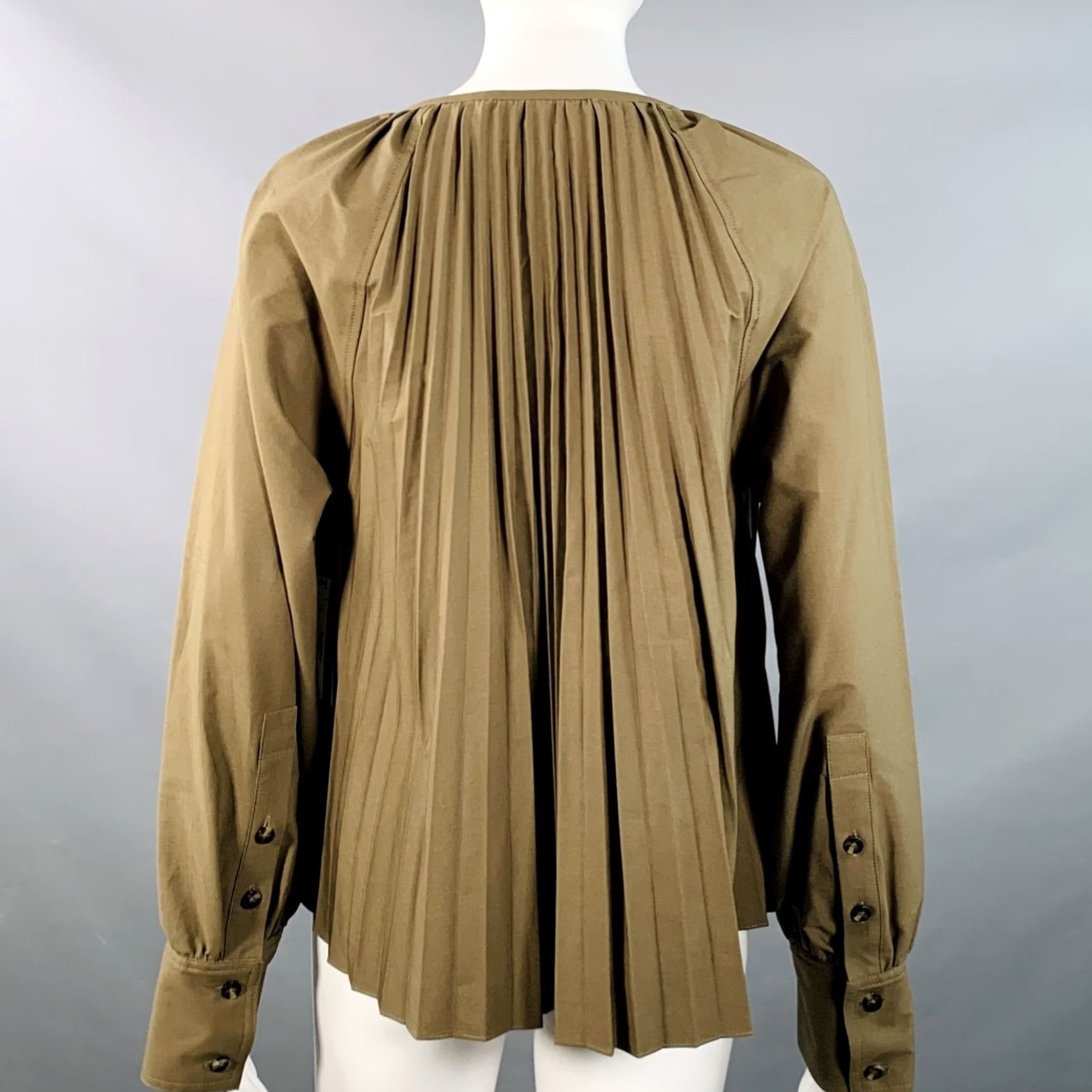 Proenza Schouler PROENZA SCHOULER Blouse V-Neck Monica Brown Cotton Blend Pleated Size 6 Womens Size M / US 6-8 / IT 42-44 - 3 Thumbnail