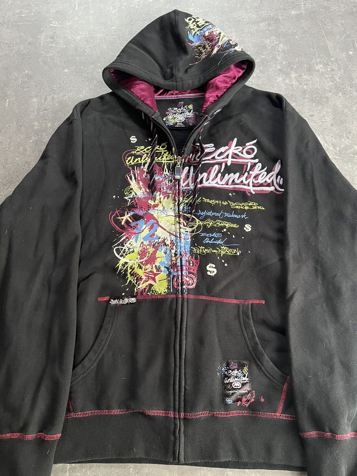 Ecko Unltd. 00s Ecko Unlimited Painted Logo Baggy Zip Hoodie XXL Rare Size US XXL / EU 58 / 5 - 6 Thumbnail