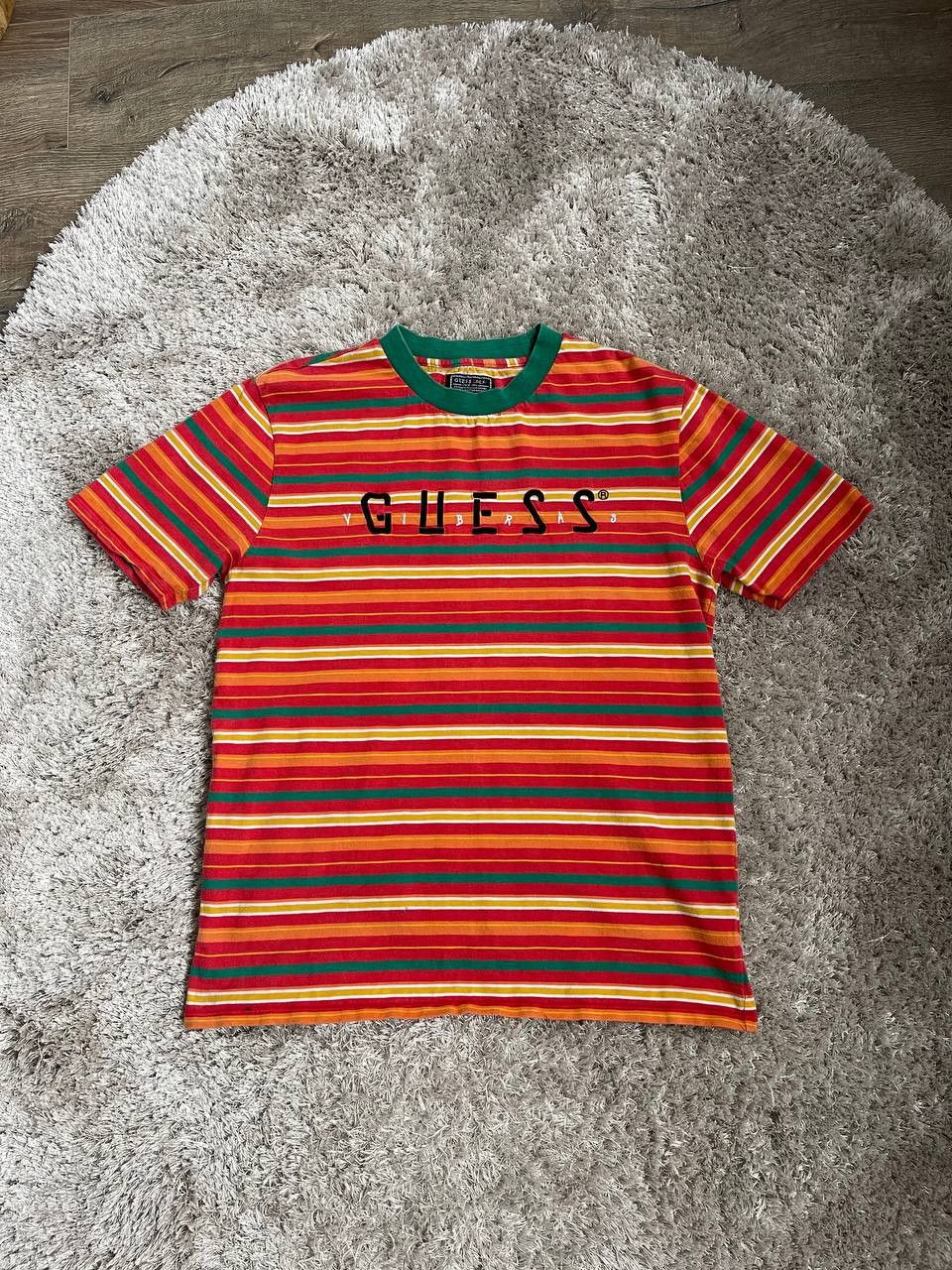 Guess × J Balvin × Vintage GUESS x J Balvin T-Shirt Orange Green Stripe Embroidered Size US S / EU 44-46 / 1 - 2 Thumbnail