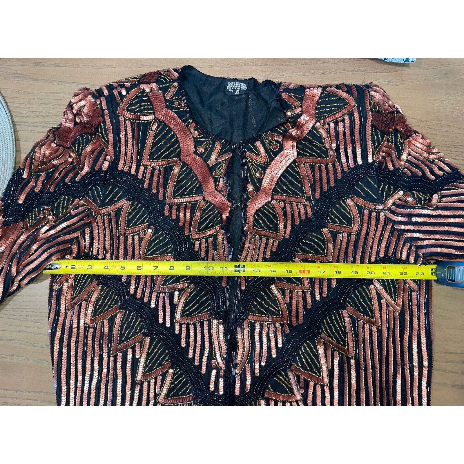 Vintage Vintage 1980's Black & Bronze Sequin Bolero Jacket Cape 1X Size XL / US 12-14 / IT 48-50 - 7 Thumbnail