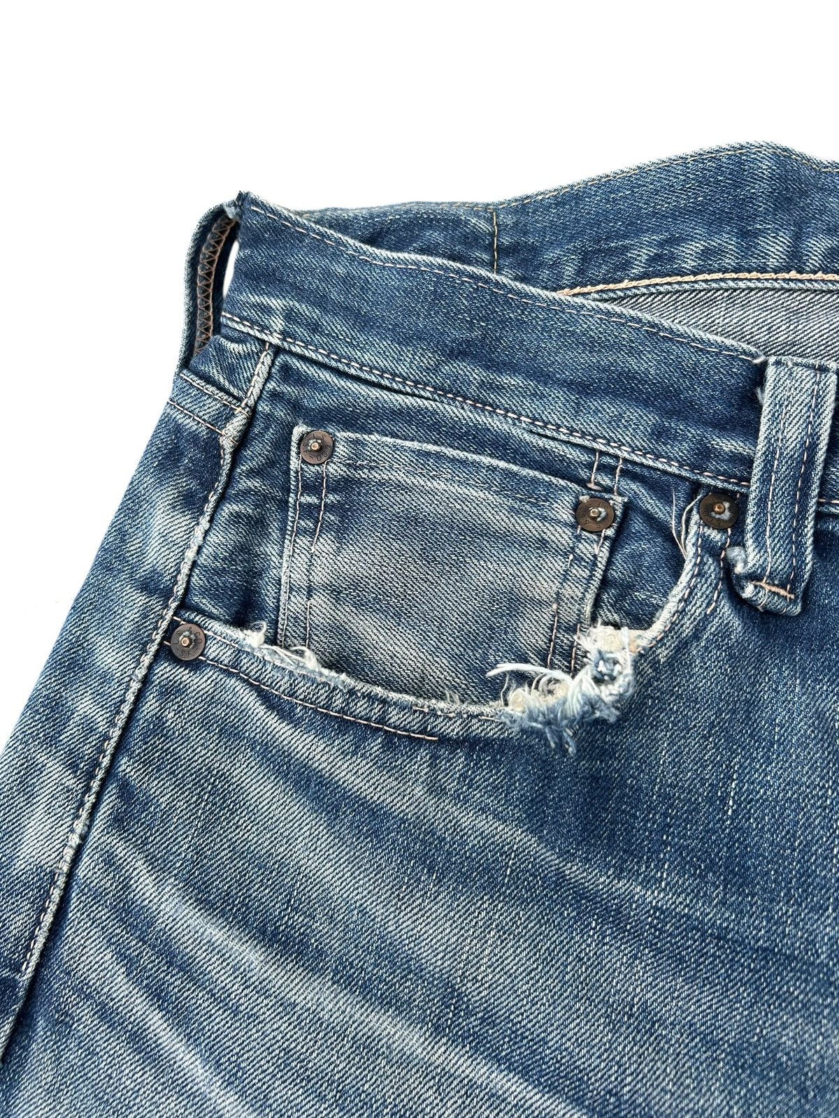 Kapital Vintage Levis Big E Selvedge Thrashed Denim Jeans Size US 30 / EU 46 - 8 Thumbnail