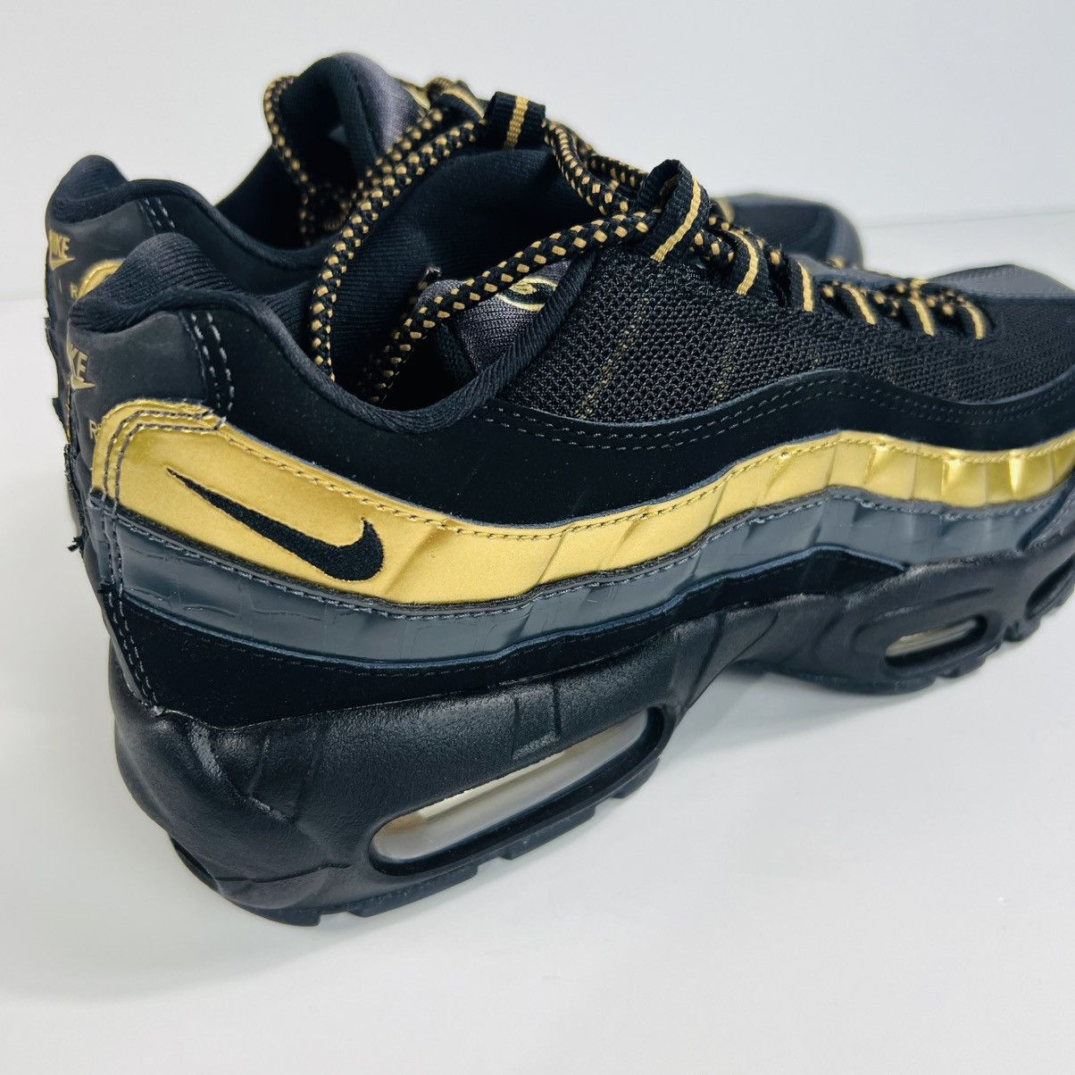 Nike Mens Size 6.5 - Nike Air Max 95 PRM Black Gold Shoes Size US 6.5 / EU 39-40 - 9 Thumbnail