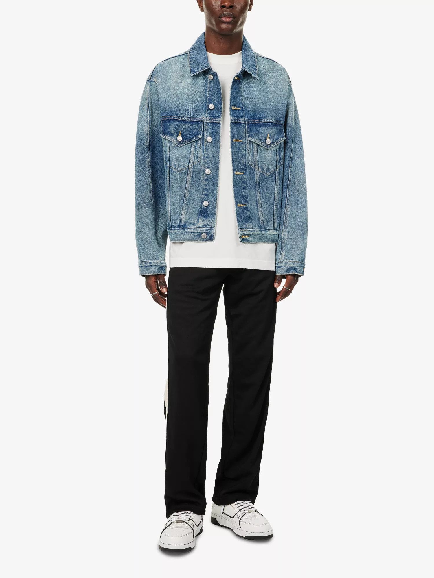 Cole Buxton Blue Distressed Oversized Denim Jacket Size US L / EU 52-54 / 3 - 3 Thumbnail