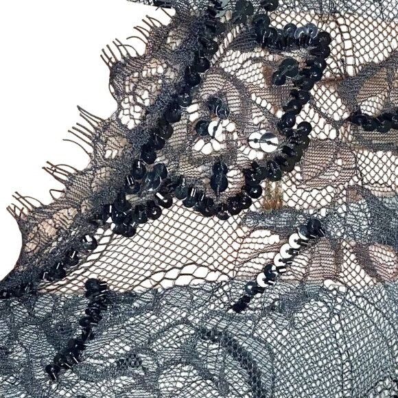 Tadashi Shoji NWT Tadashi Shoji Black Lace Sequin Dress 10 | Mob Wife Dark Size M / US 6-8 / IT 42-44 - 3 Thumbnail