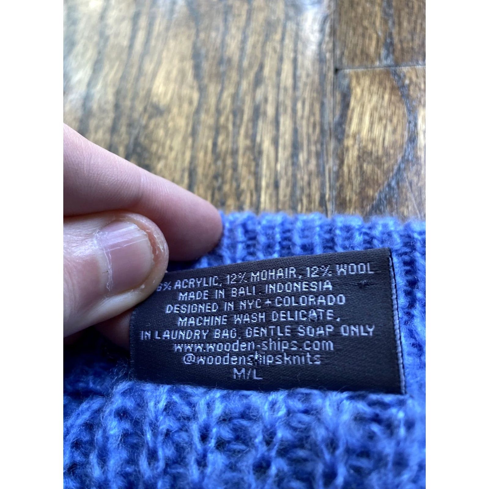 Vintage Wooden Ships Sweater Womens Medium Blue Mohair Blend Knit Pullover Size M / US 6-8 / IT 42-44 - 6 Thumbnail