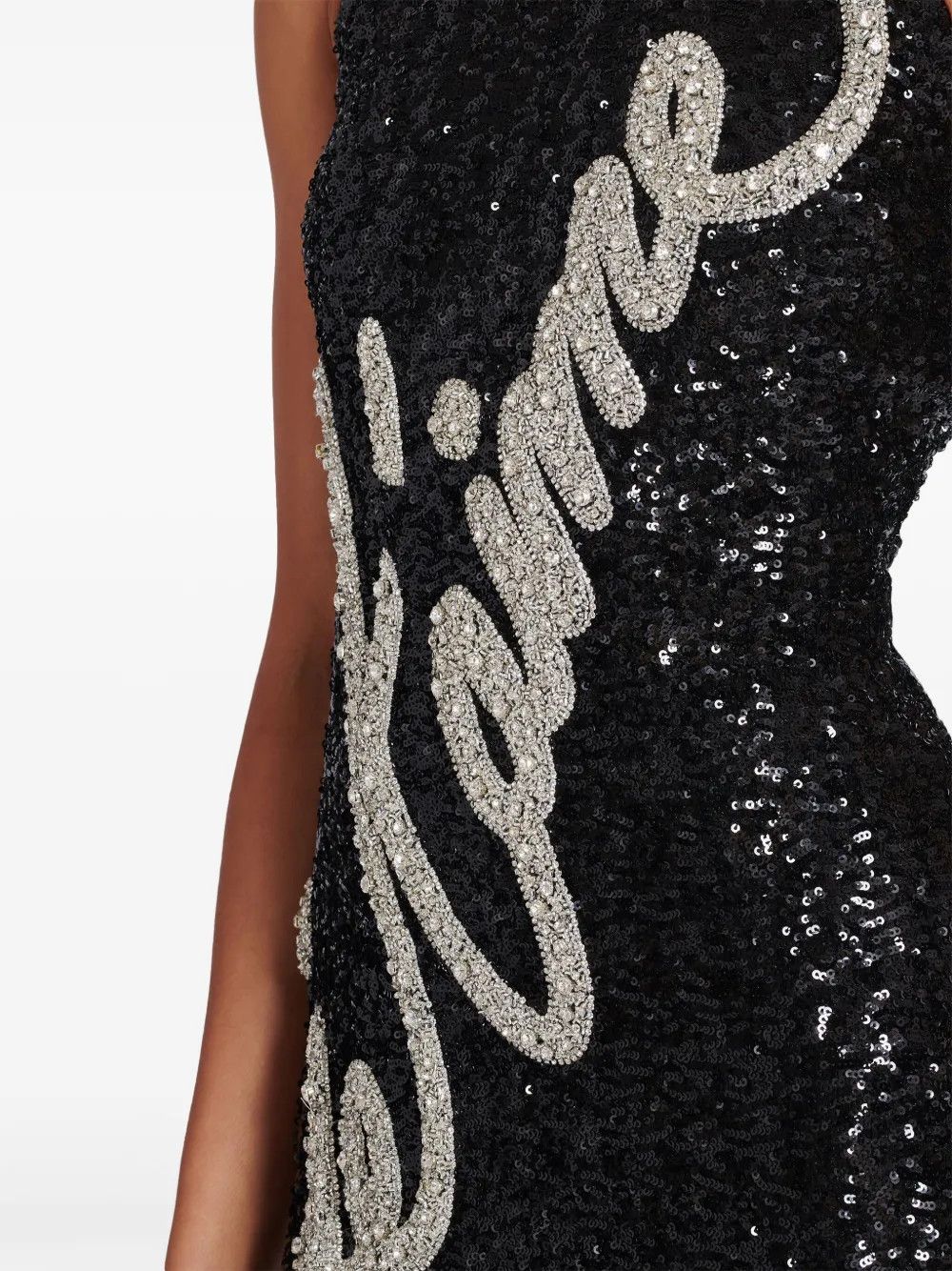 Balmain o1s1wg111225 Rhinestone Embellished Gown in Black Size XL / US 12-14 / IT 48-50 - 7 Thumbnail
