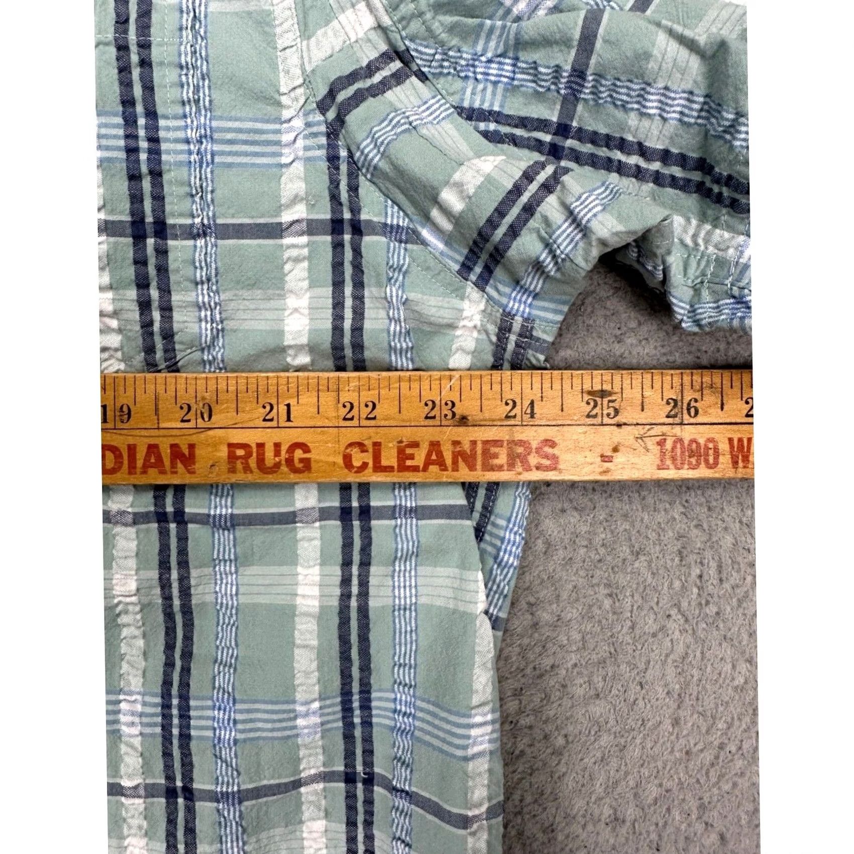 Duluth Trading Company Duluth Trading Co Shirt Mens Large Blue Green Plaid Seersucker Button-Down Wool? Size US L / EU 52-54 / 3 - 5 Thumbnail