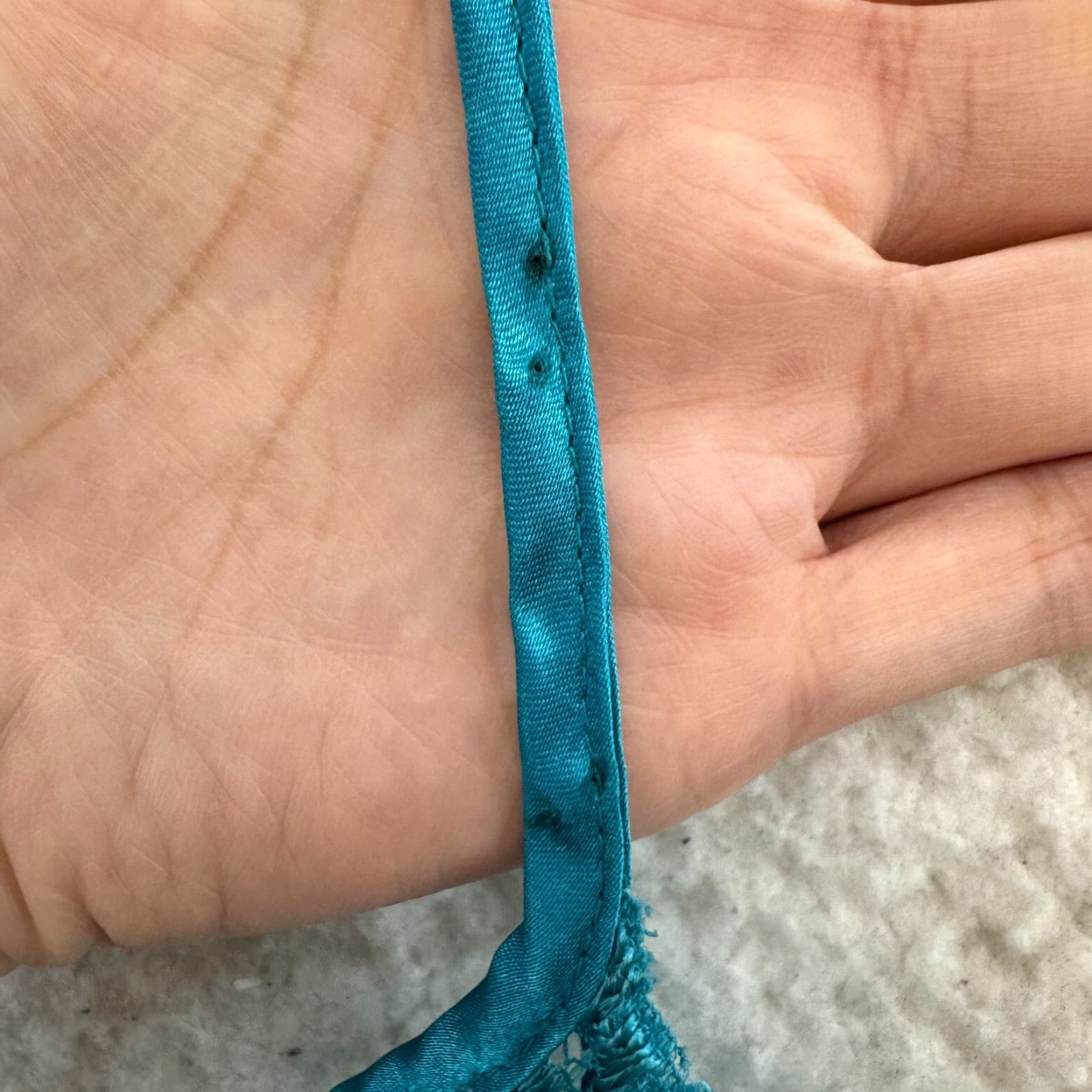 Vintage VINTAGE 90s Y2K Slip Dress M Blue Satin Lace Teal Size M / US 6-8 / IT 42-44 - 4 Thumbnail