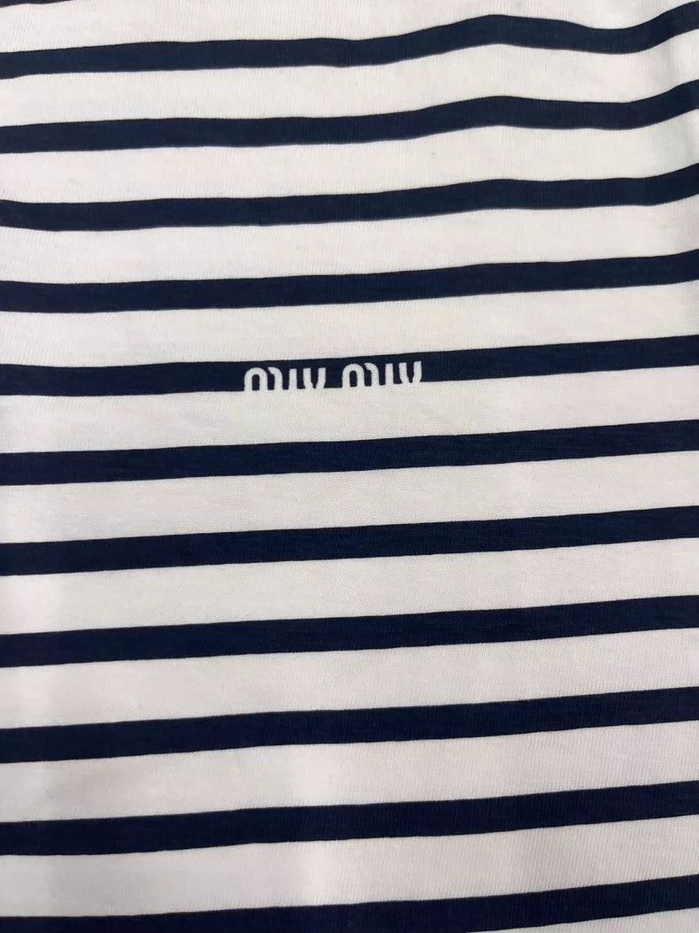 Miu Miu MIU MIU SS23 striped and printed crew neck pullover short s Size US XS / EU 42 / 0 - 3 Thumbnail