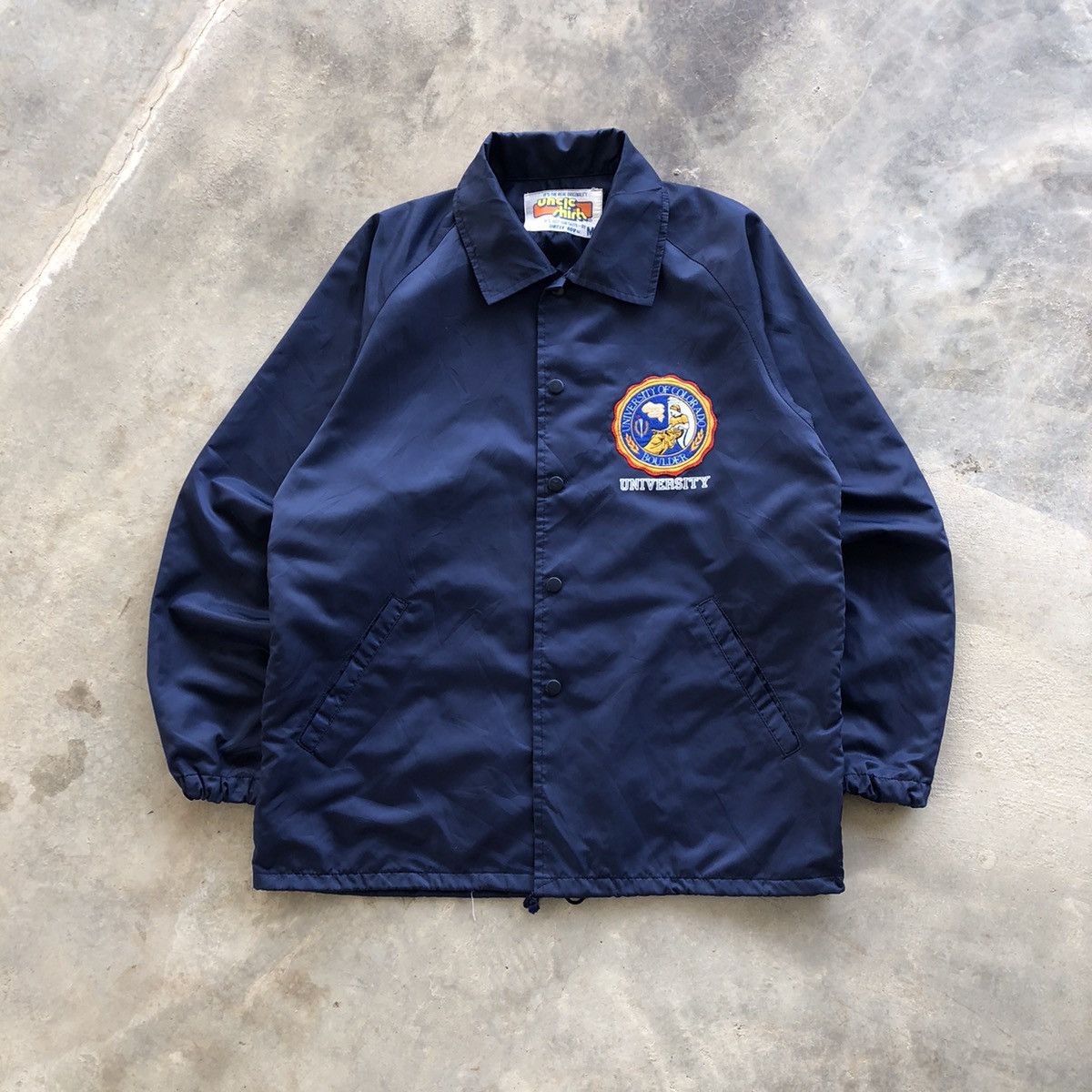 image of American College x Collegiate University Of Colorado Nice Coach Jacket in Navy, Men's (Size Medium)