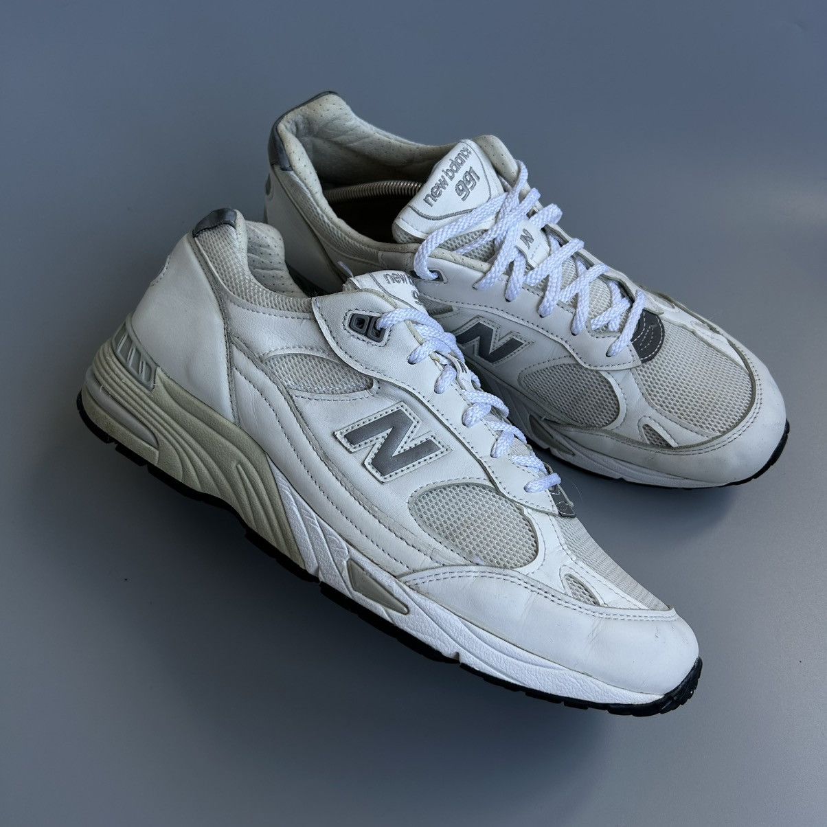 New Balance New Balance 991 Made In England 🏴󠁧󠁢󠁥󠁮󠁧󠁿 UK White Leather 990 993 Size US 11.5 / EU 44-45 - 5 Thumbnail