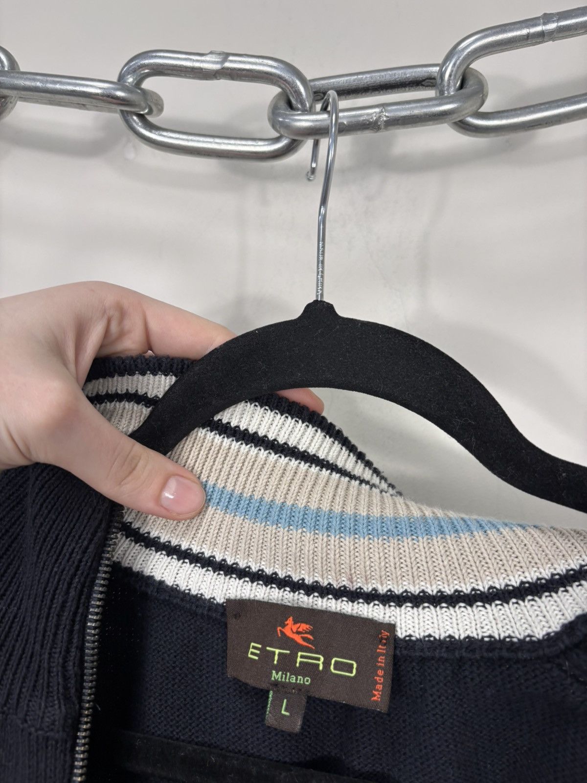 Etro Etro Milano Men’s Navy Blue Cotton Knit Full Zip Sweater Size US L / EU 52-54 / 3 - 15 Thumbnail