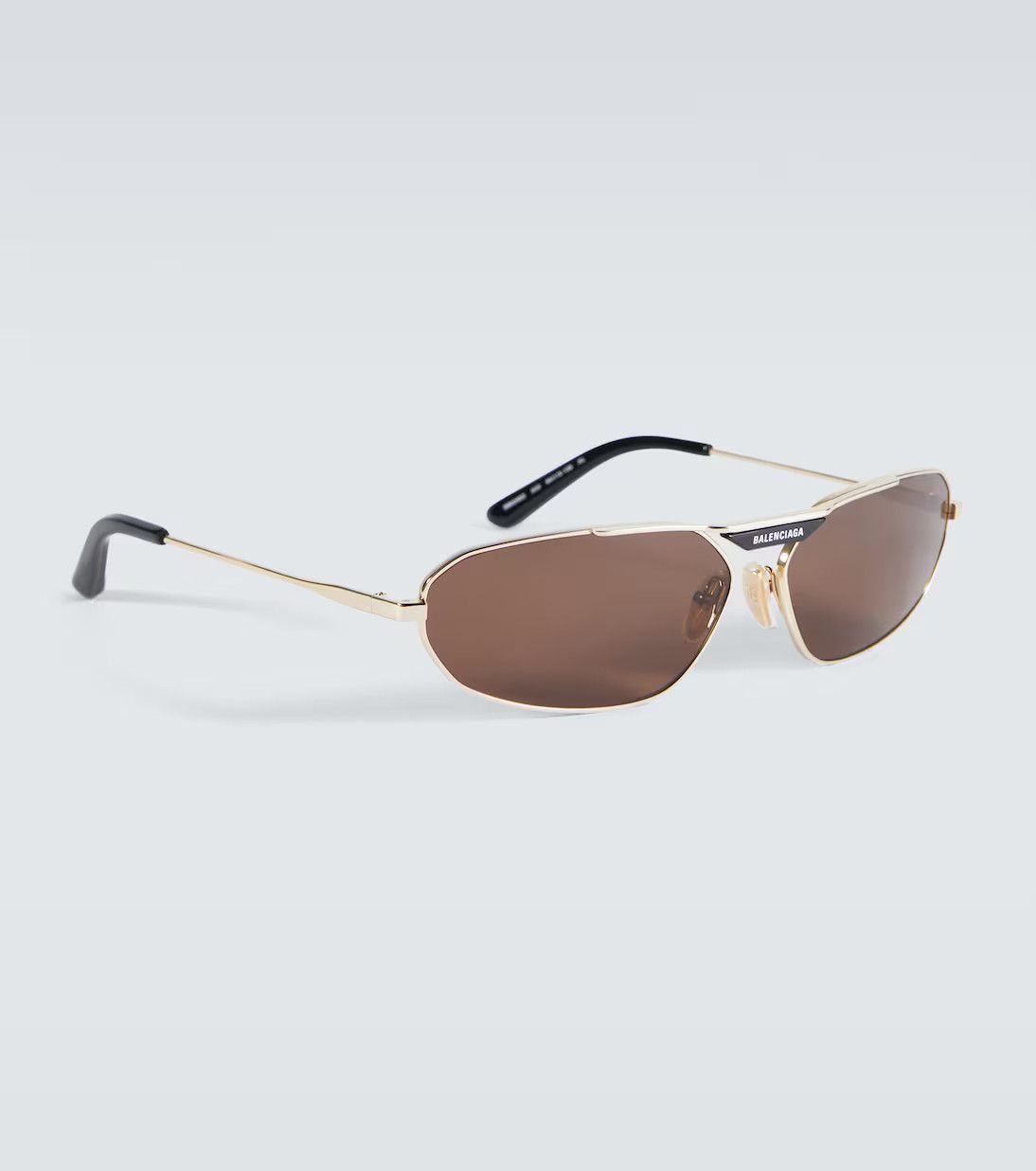Balenciaga o1mt1gz0824 Size: OS / Tag 2.0 Oval Sunglasses in Gold Size ONE SIZE - 4 Thumbnail