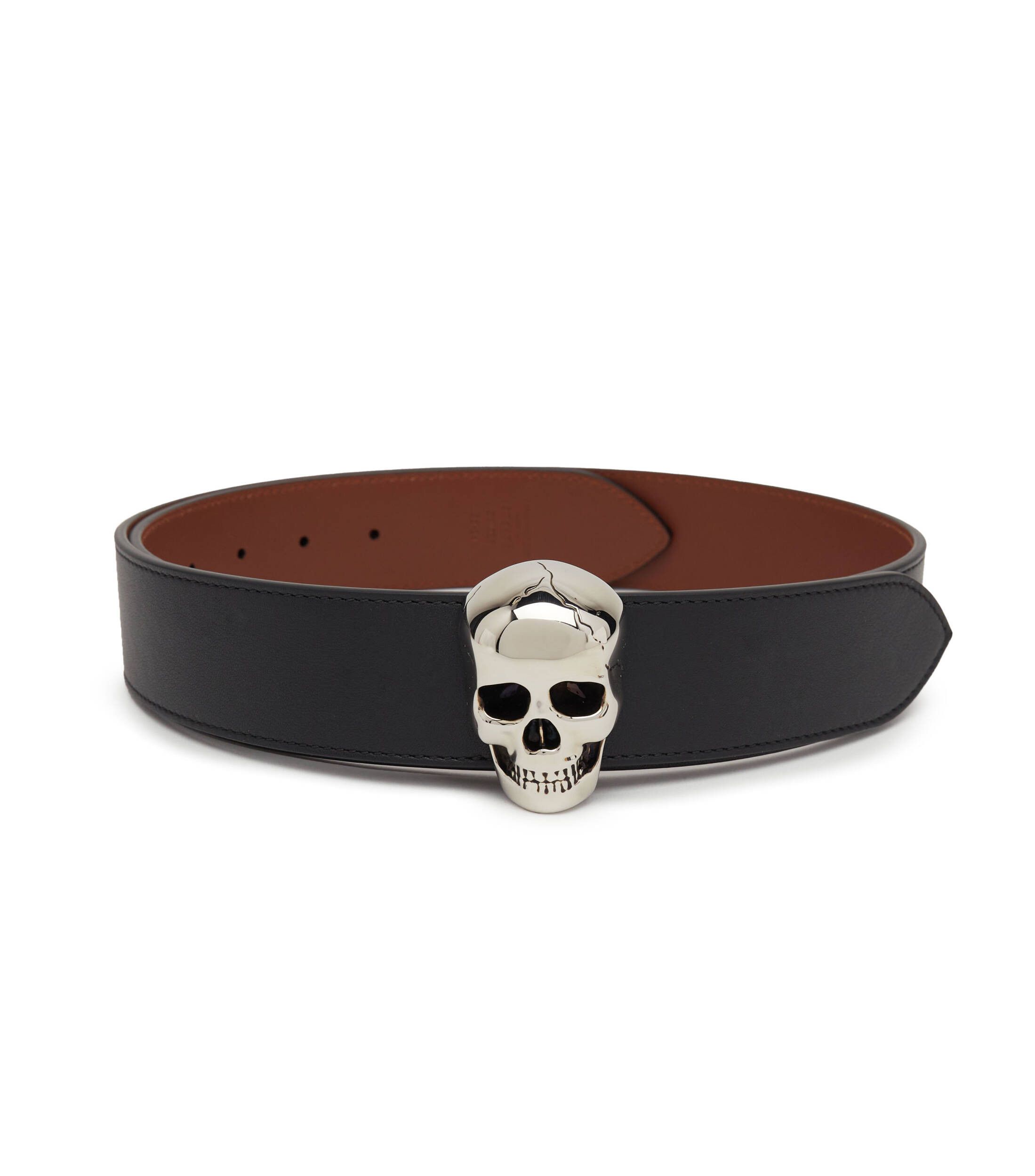 Alexander McQueen ALEXANDER MCQUEEN black 3D skull buckle reversible belt q Size 34 - 1 Thumbnail