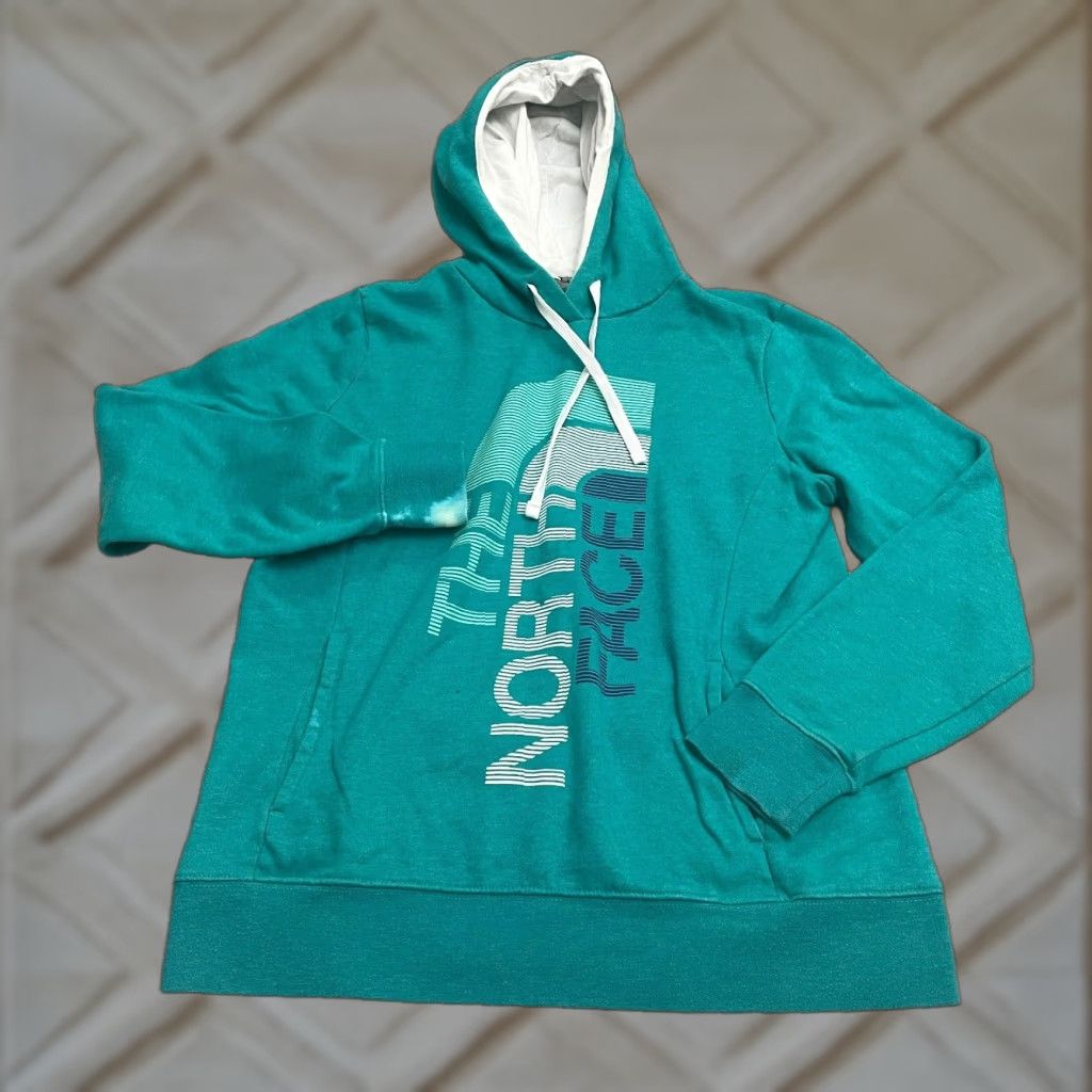 The North Face The North Face Pullover Hoodie Sweatshirt Womens Large Green Logo Casual Hoodie Size L / US 10 / IT 46 - 1 Thumbnail