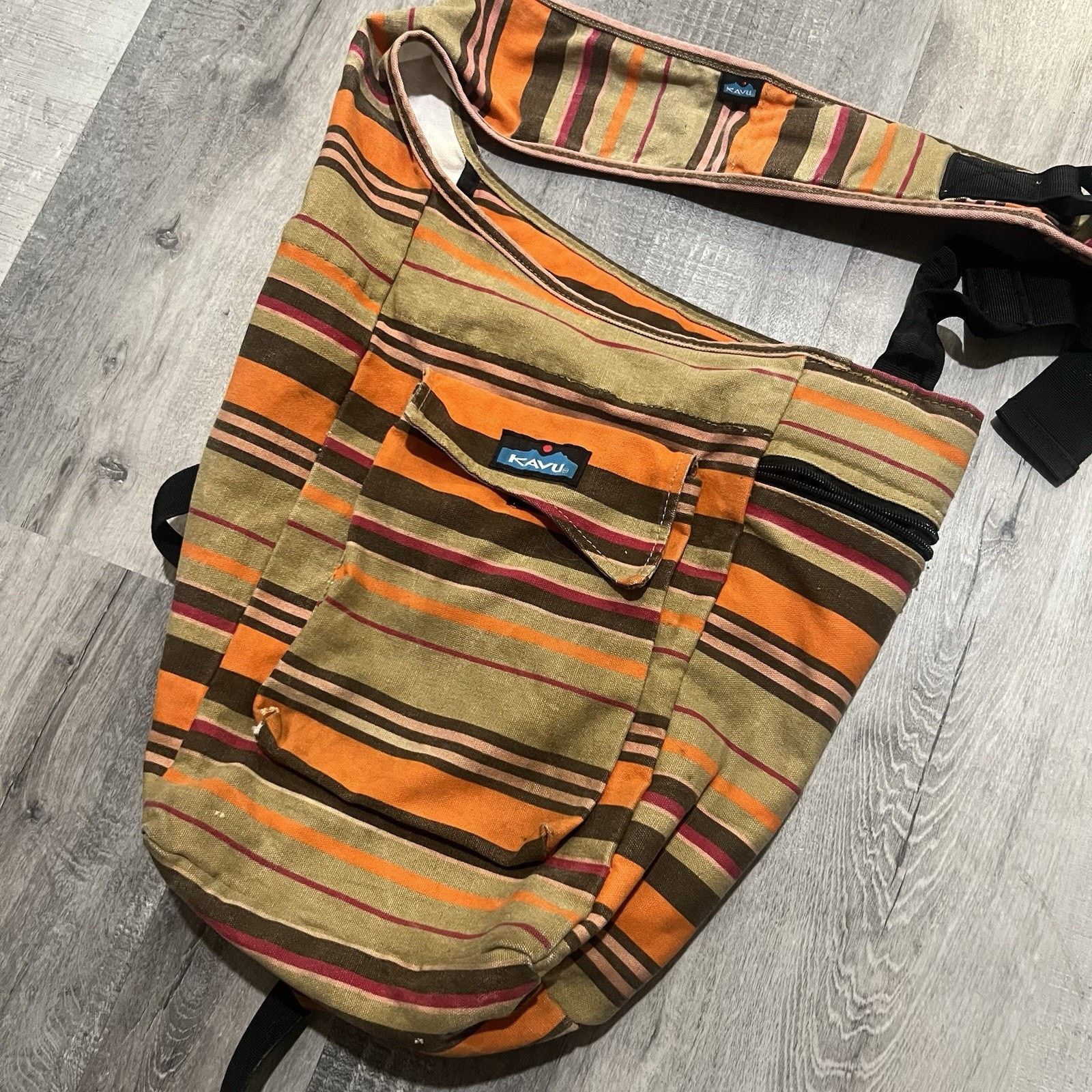 KAVU Kavu Striped Multicolored Crossbody Bag Purse Shoulder Strap Size ONE SIZE - 3 Thumbnail