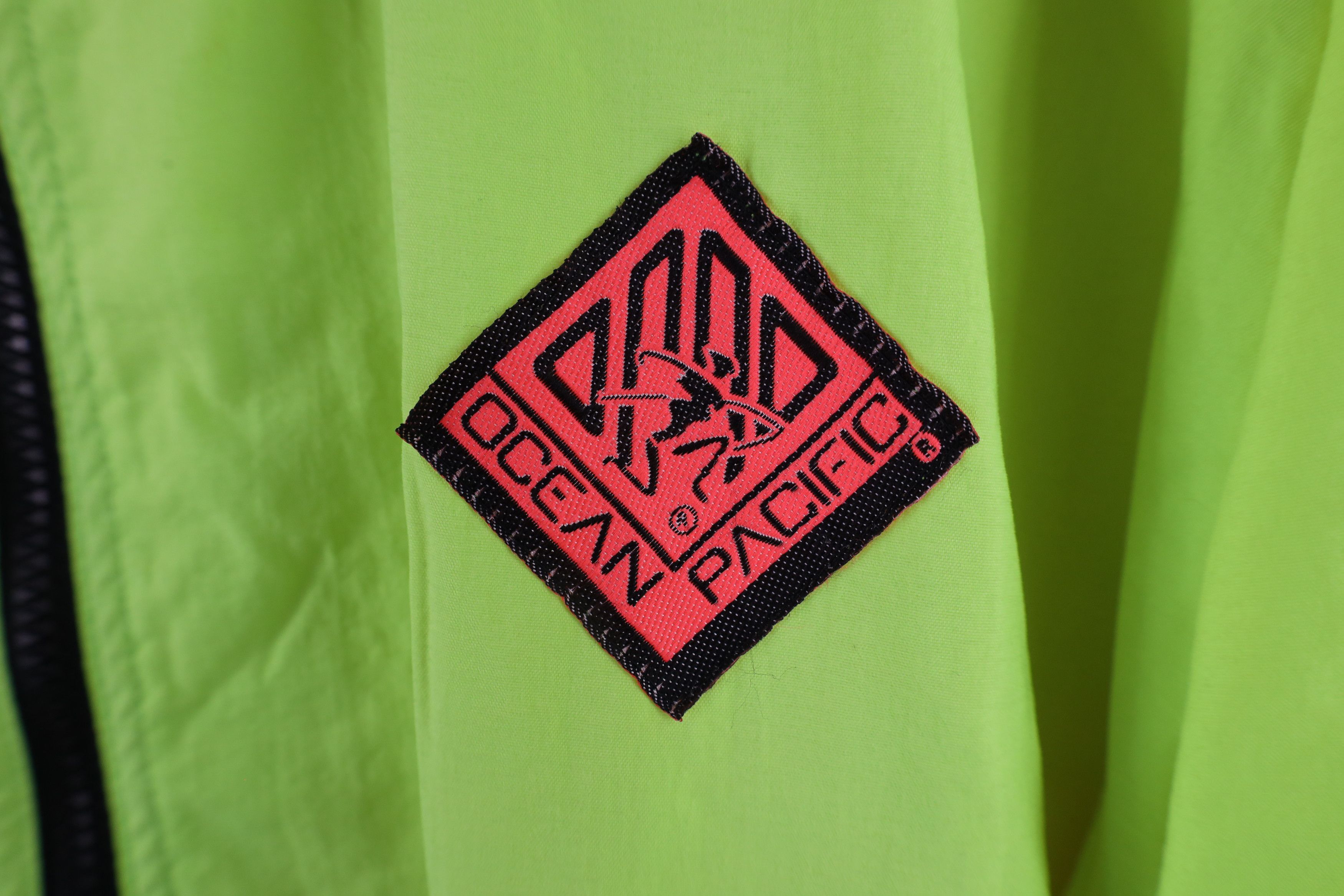 Ocean Pacific × Vintage Vintage 90s Ocean Pacific Surf Block Neon Windbreaker Jacket Size US XL / EU 56 / 4 - 4 Thumbnail