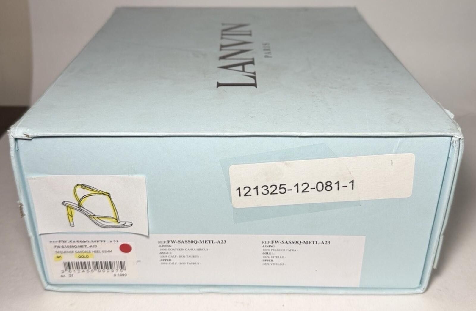 Lanvin LANVIN Paris Sequence 95mm Leather Sandal Stiletto Heel Gold Size US 6.5 / IT 36.5 - 6 Thumbnail