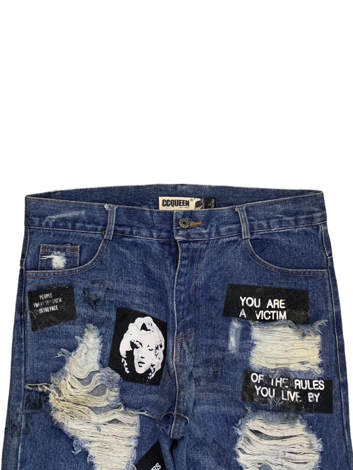 Seditionaries Vintage Japanese Brand Distressed Punk Printed Jeans Size 32" / US 10 / IT 46 - 4 Thumbnail