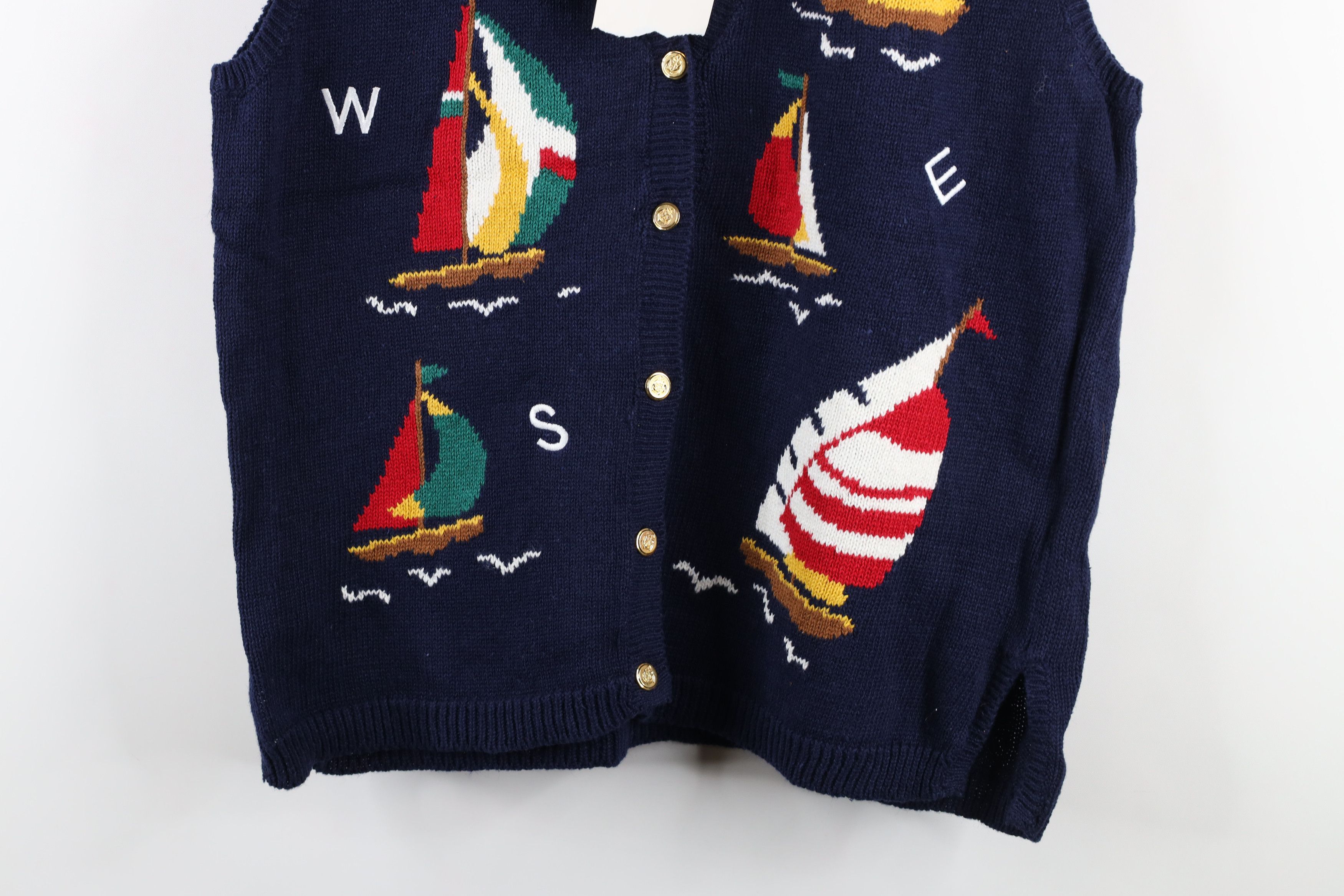 Vintage Deadstock Vintage 90s Streetwear Sailing Knit Sweater Vest Size XL / US 12-14 / IT 48-50 - 3 Thumbnail