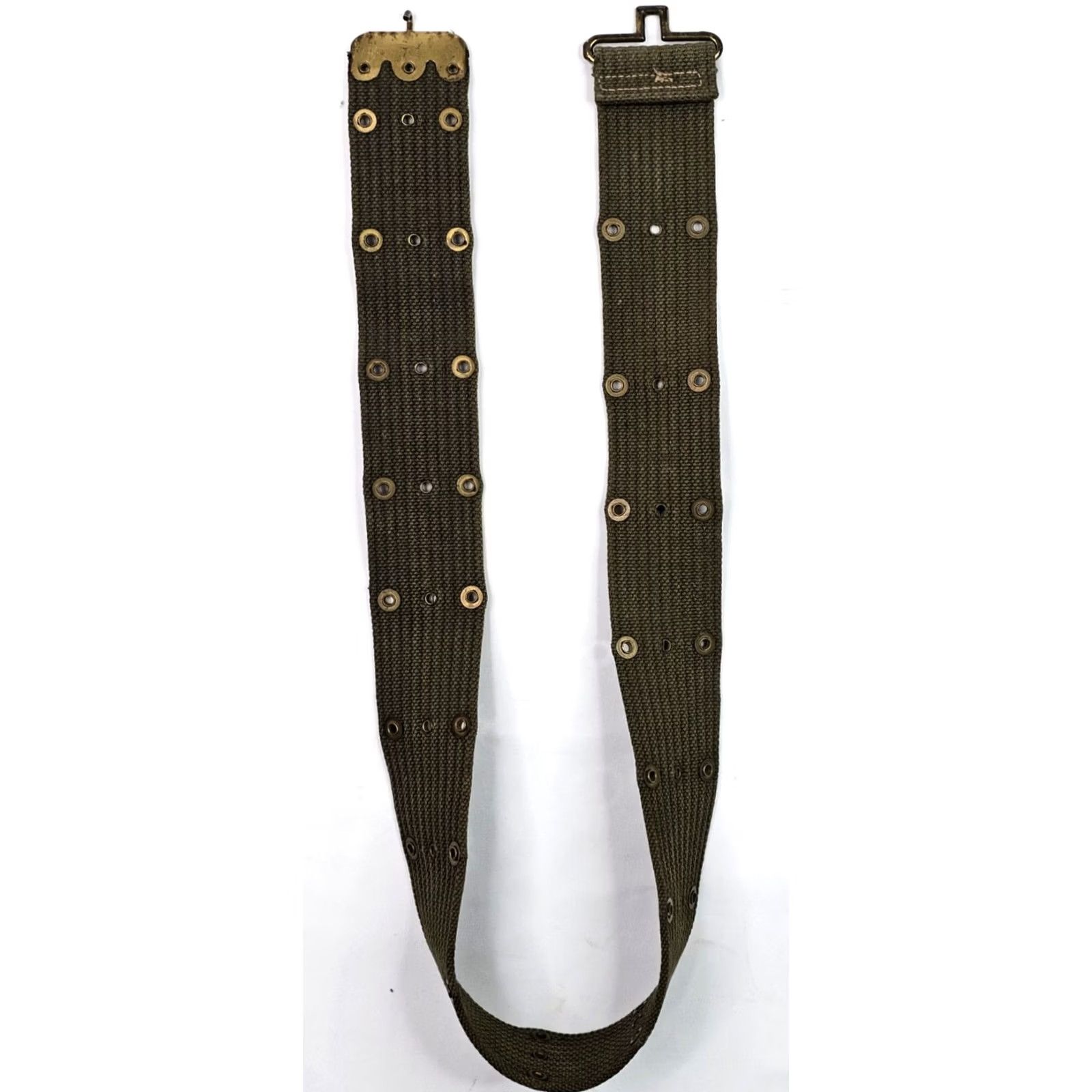 Olive VINTAGE Army Belt Olive Drab Green Canvas Web Utility Belt 2.25" x 41" Male Adjustable Buckle Army Style Military/Webbed Belt Mens Size ONE SIZE - 2 Thumbnail
