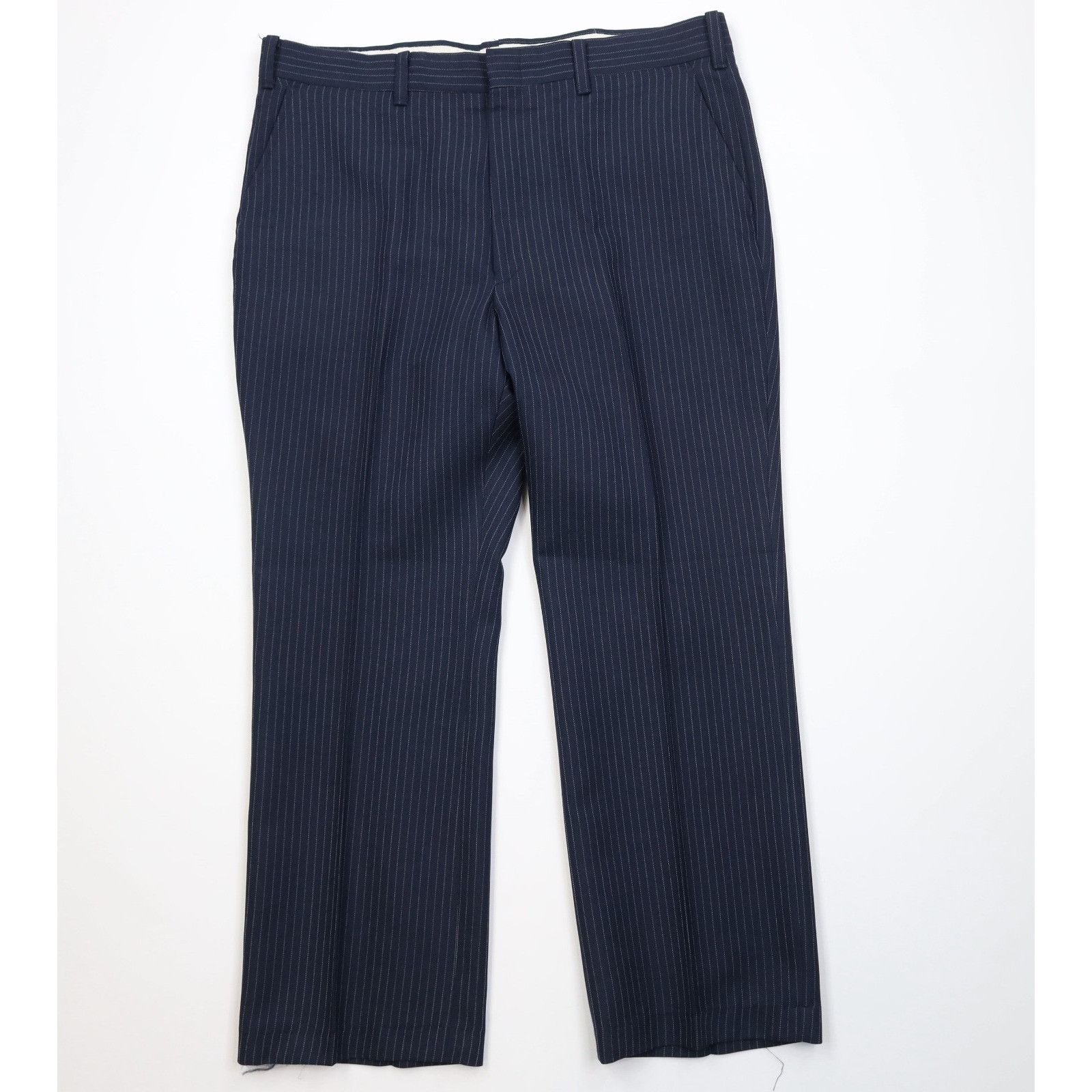 Vintage Vintage 70s 2 Piece Wool Blend Suit Wedding Blue Striped Size 46R - 12 Thumbnail