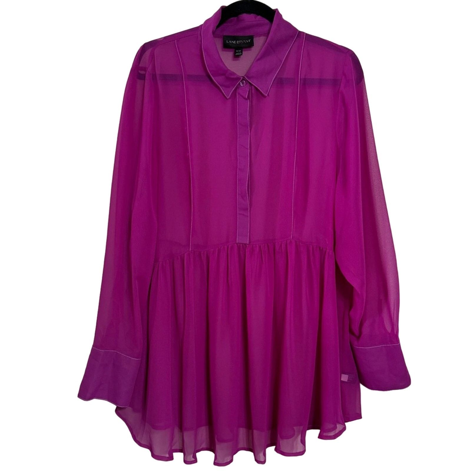Other Lane Bryant Sheer Long Sleeve Peplum Tunic Blouse Size XXL / US 16-18 / IT 52-54 - 1 Thumbnail