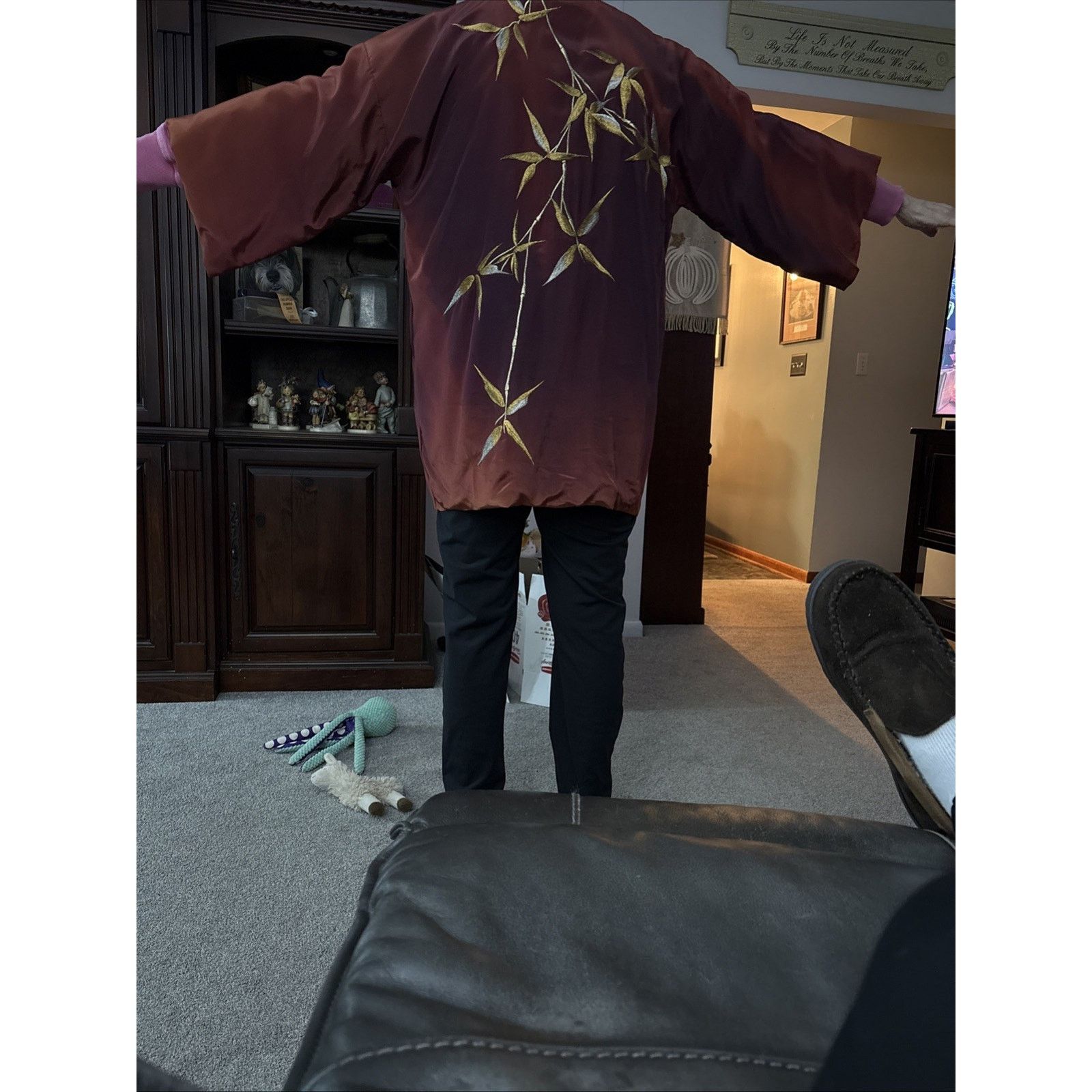 Other VTG Silk Haori Robe Ombré Plum Burgundy Kimono Gold Silver Size ONE SIZE - 18 Thumbnail