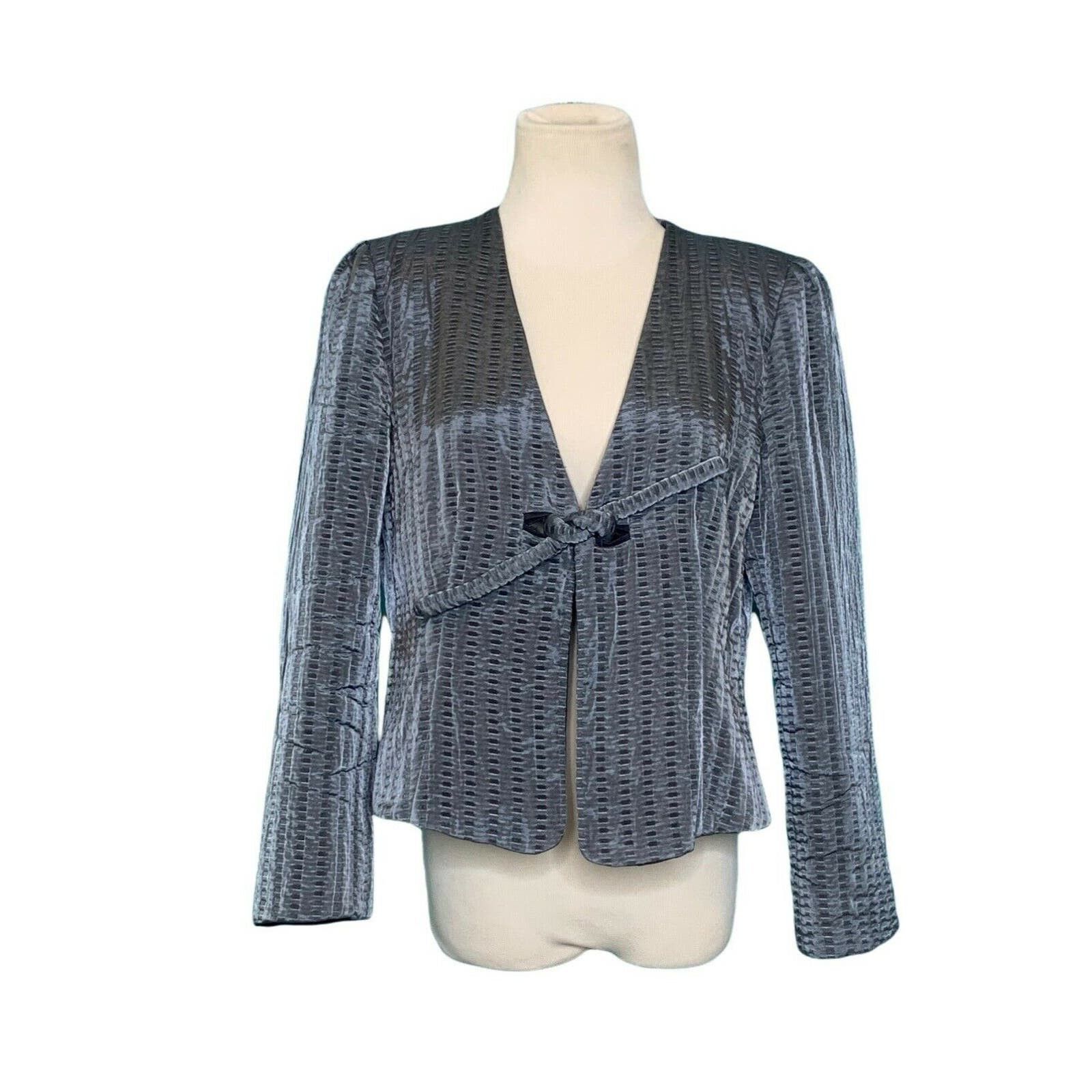 image of Armani Colezzioni Gray Front Tie Blazer Size 48 Us Large in Grey, Women's