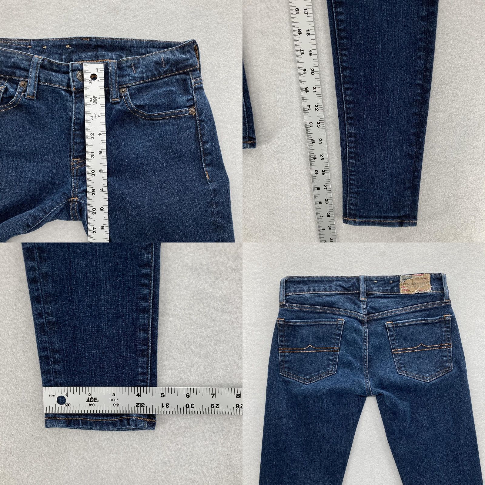 Vintage Denim & Supply Ralph Lauren Jeans Womens Skinny 26x30 Blue Dark Wash Stretch Denim Slim Mid Rise Zip 5-Pocket Size 26" / US 2 / IT 38 - 8 Thumbnail
