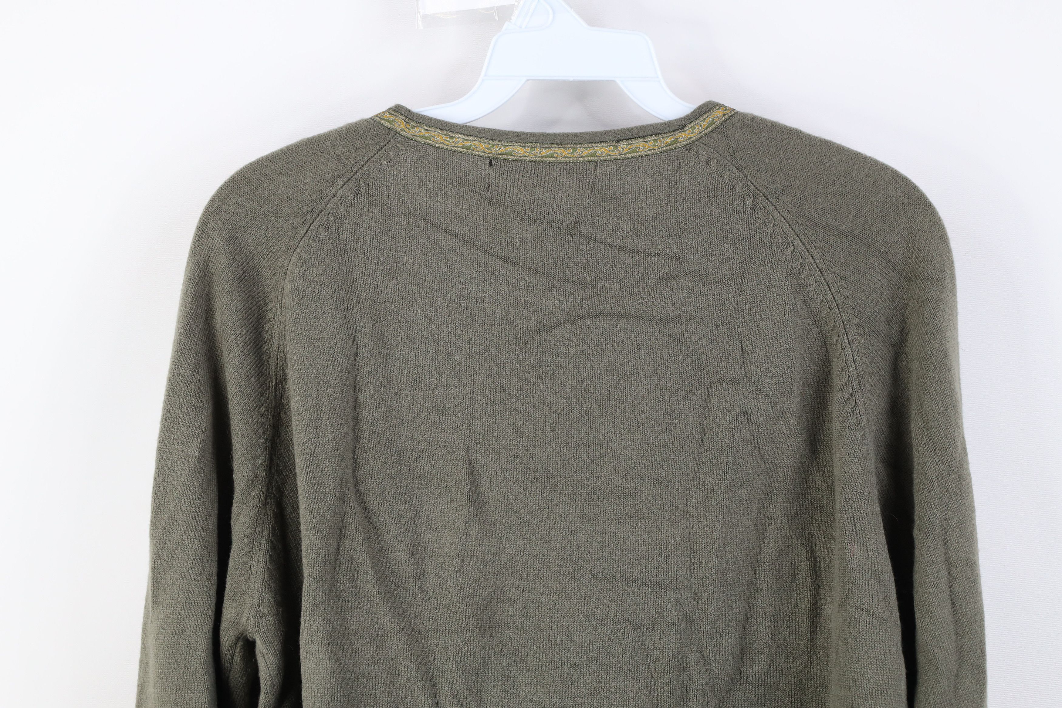Vintage Vintage 90s Y2K Babydoll Front Knit Cardigan Sweater Green Size XL / US 12-14 / IT 48-50 - 11 Thumbnail