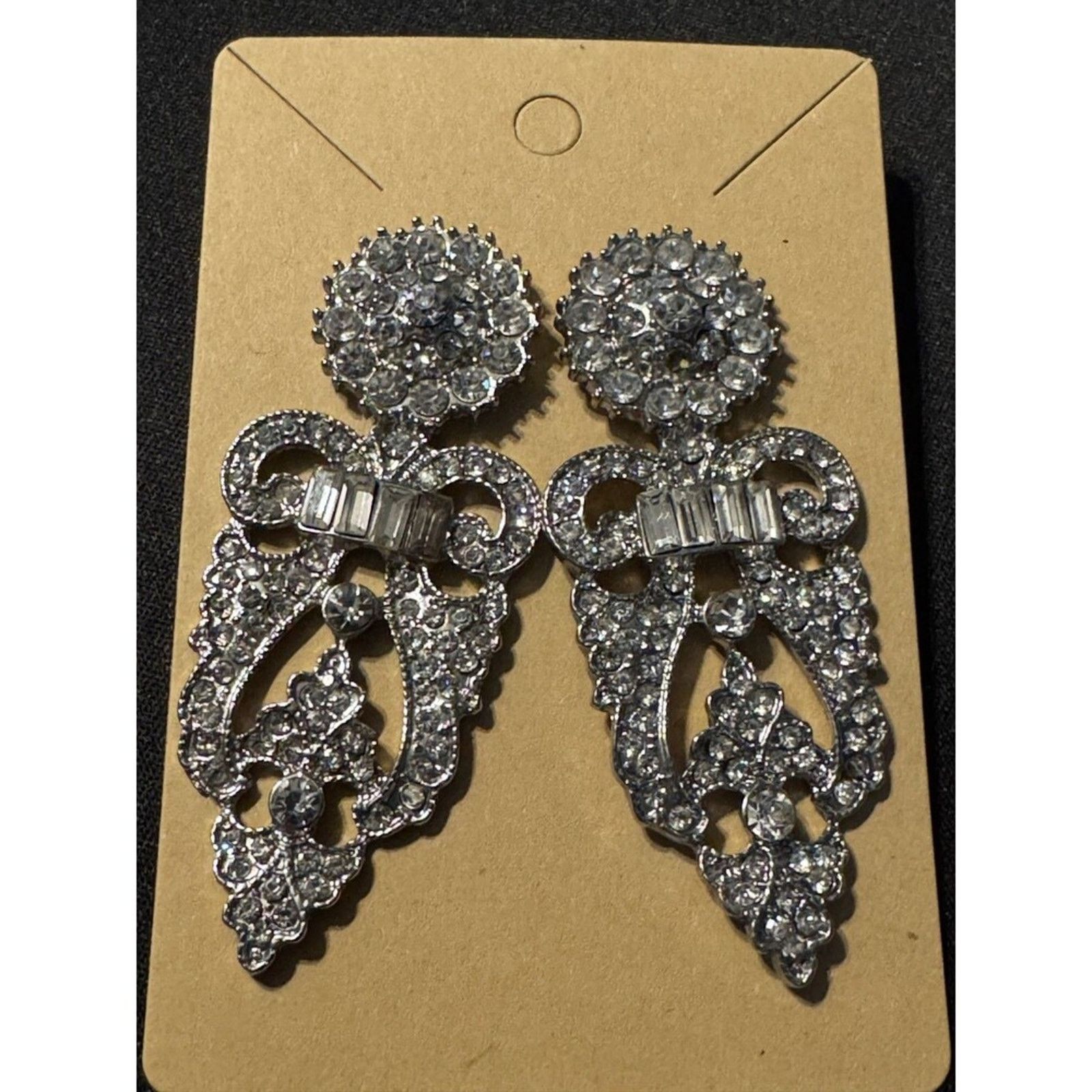 Other Rhinestone Costume Post Earrings 2.5in Size ONE SIZE - 1 Thumbnail