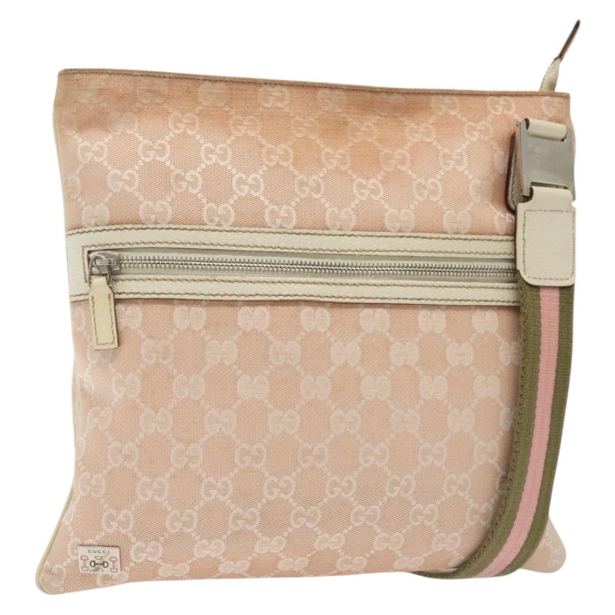 Gucci GUCCI GG Canvas Sherry Line Shoulder Bag Pink Silver Khaki Size ONE SIZE - 1 Thumbnail