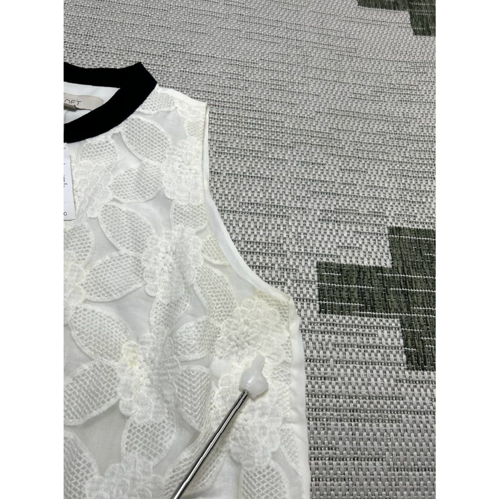 Loft Loft Dress Womens L White Black Floral Lace Blouson Crew Neck Sleeveless A-Line Casual Vintage: No Size L / US 10 / IT 46 - 7 Thumbnail