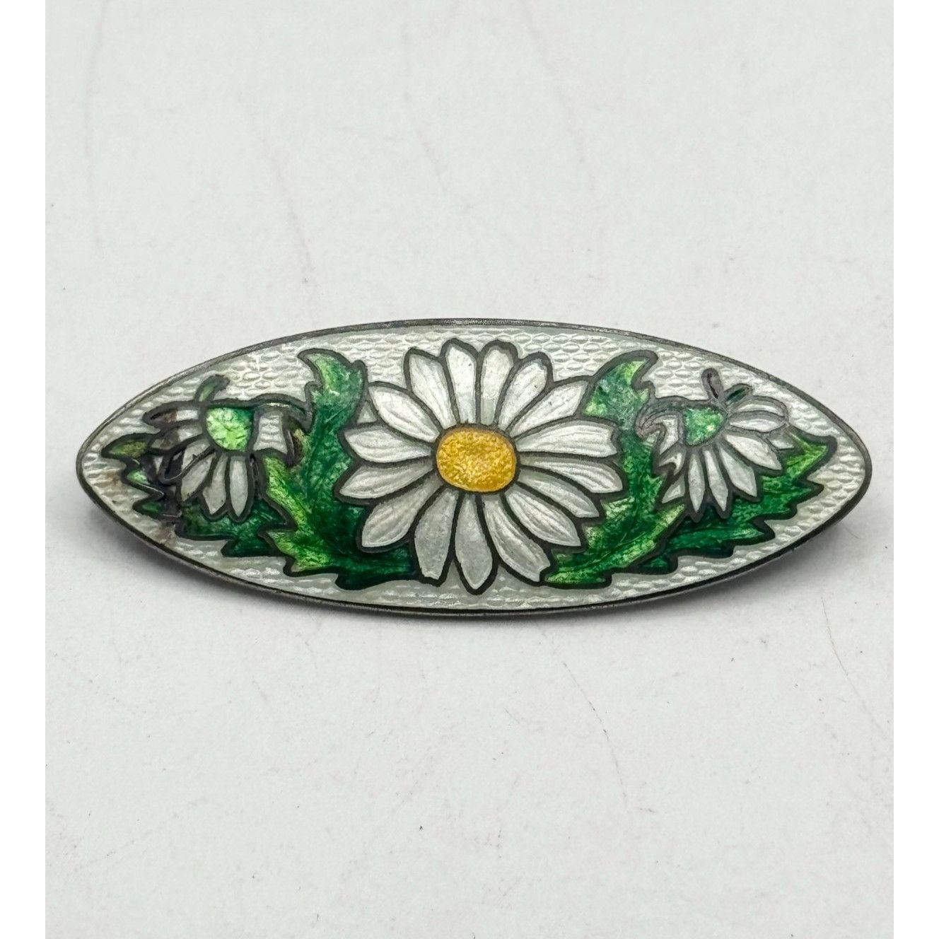 Vintage Watson Co Sterling Silver Genuine Cloisonne Daisy Flower Pin Size ONE SIZE - 1 Thumbnail