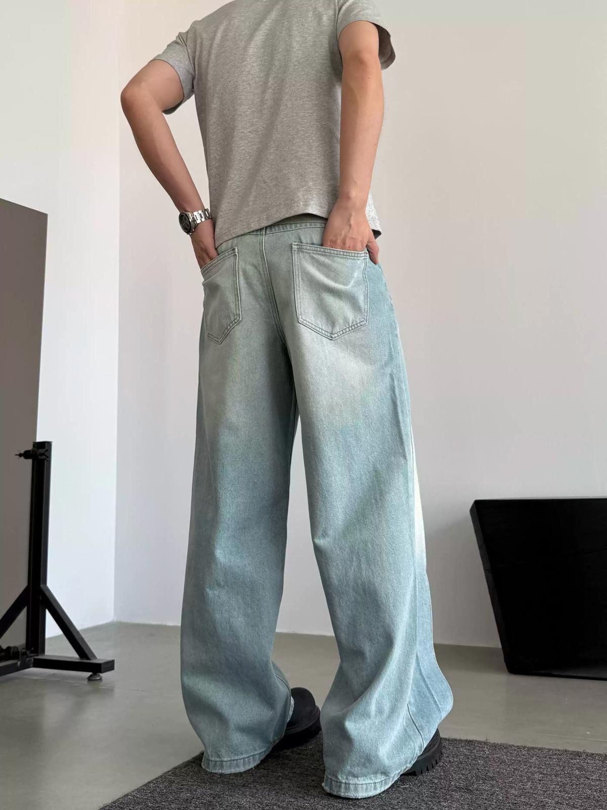 Other Oversized Stripe Wide Leg Denim Jeans Size US 30 / EU 46 - 3 Thumbnail