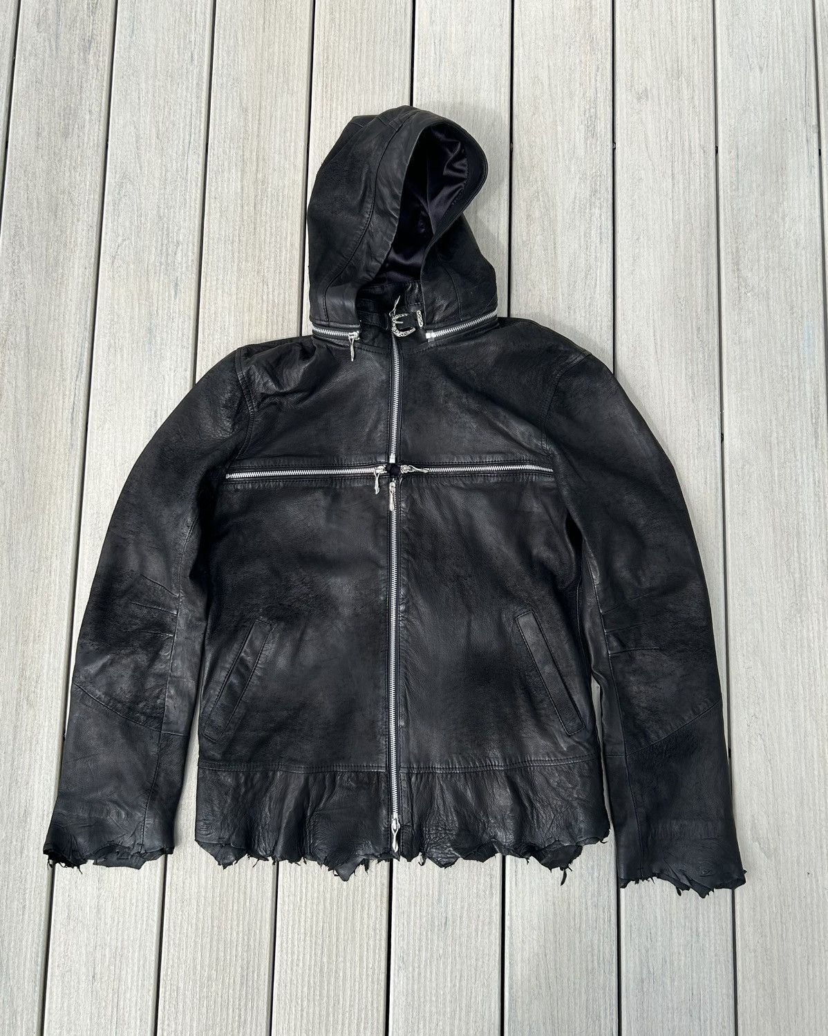 image of 14Th Addiction Hooded Cross Zip in Black, Men's (Size Large)