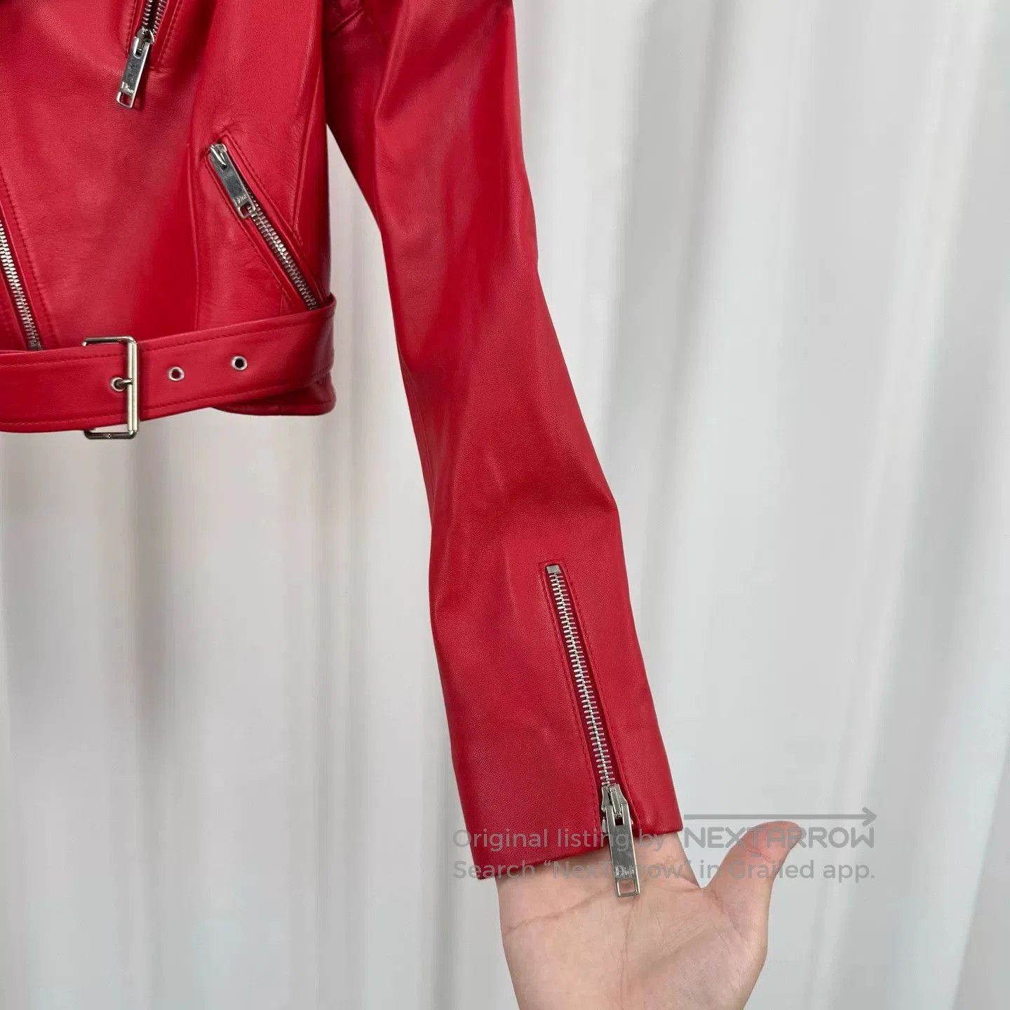 Dior red quilted leather biker jacket by Dior. Size S / US 4 / IT 40 - 4 Thumbnail