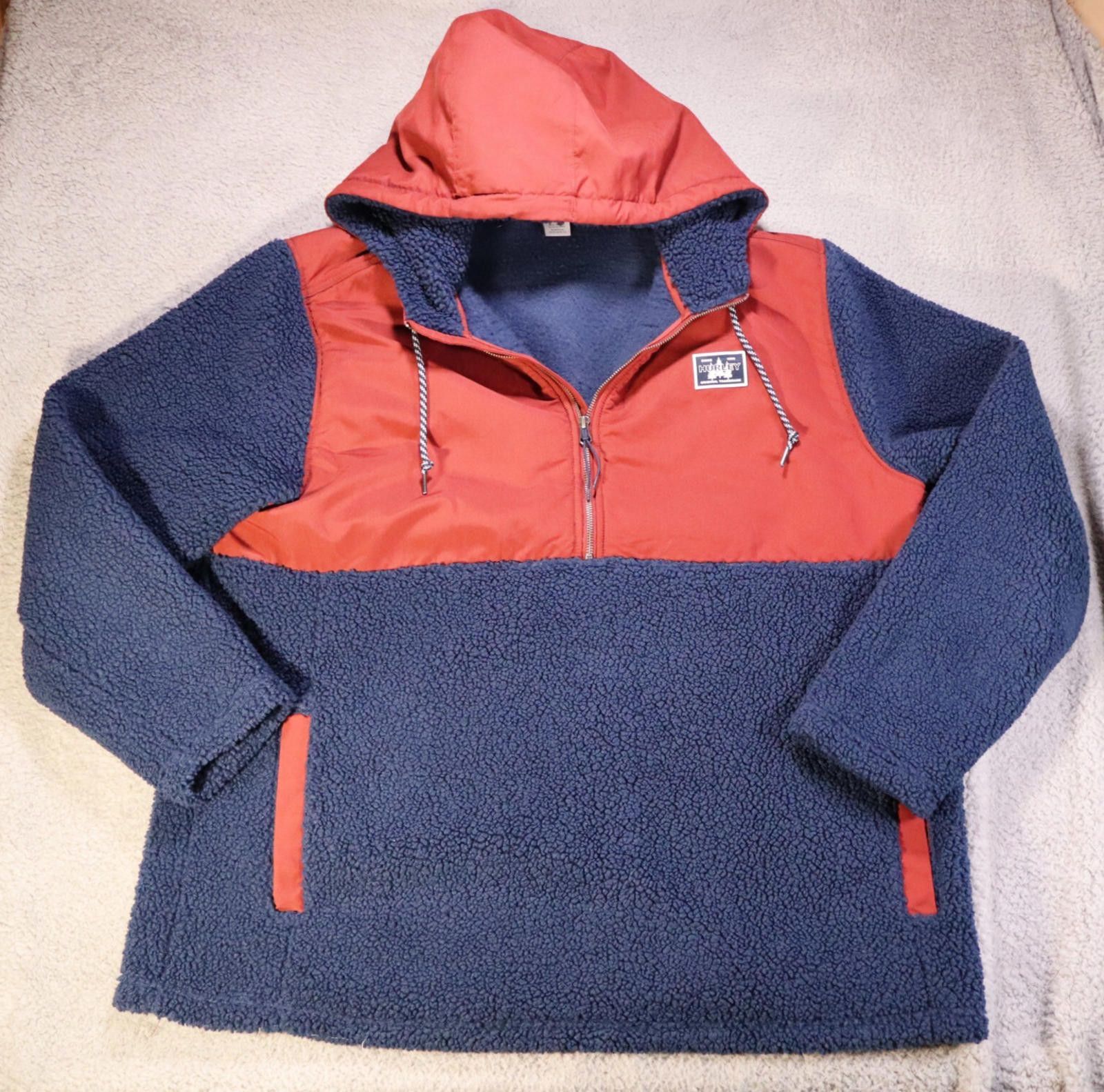 Hurley Hurley Men 2XL Obsidian Navy Red Half Zip Sherpa Hoodie Size US XXL / EU 58 / 5 - 1 Thumbnail