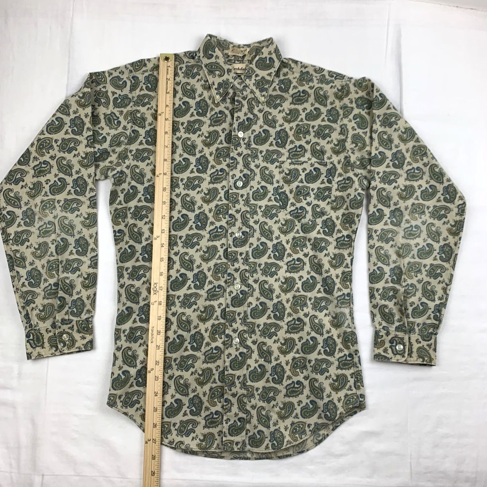 Vintage VINTAGE Archdale Button Up Shirt Womens 16 Green Paisley 1950s 1960s Collared Shirt Size XXL / US 16-18 / IT 52-54 - 5 Thumbnail
