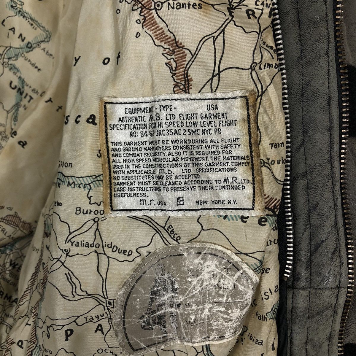 Vintage 🔥Vintage Fly Leather Jacket Bomber Map Lining Military Size US M / EU 48-50 / 2 - 18 Thumbnail