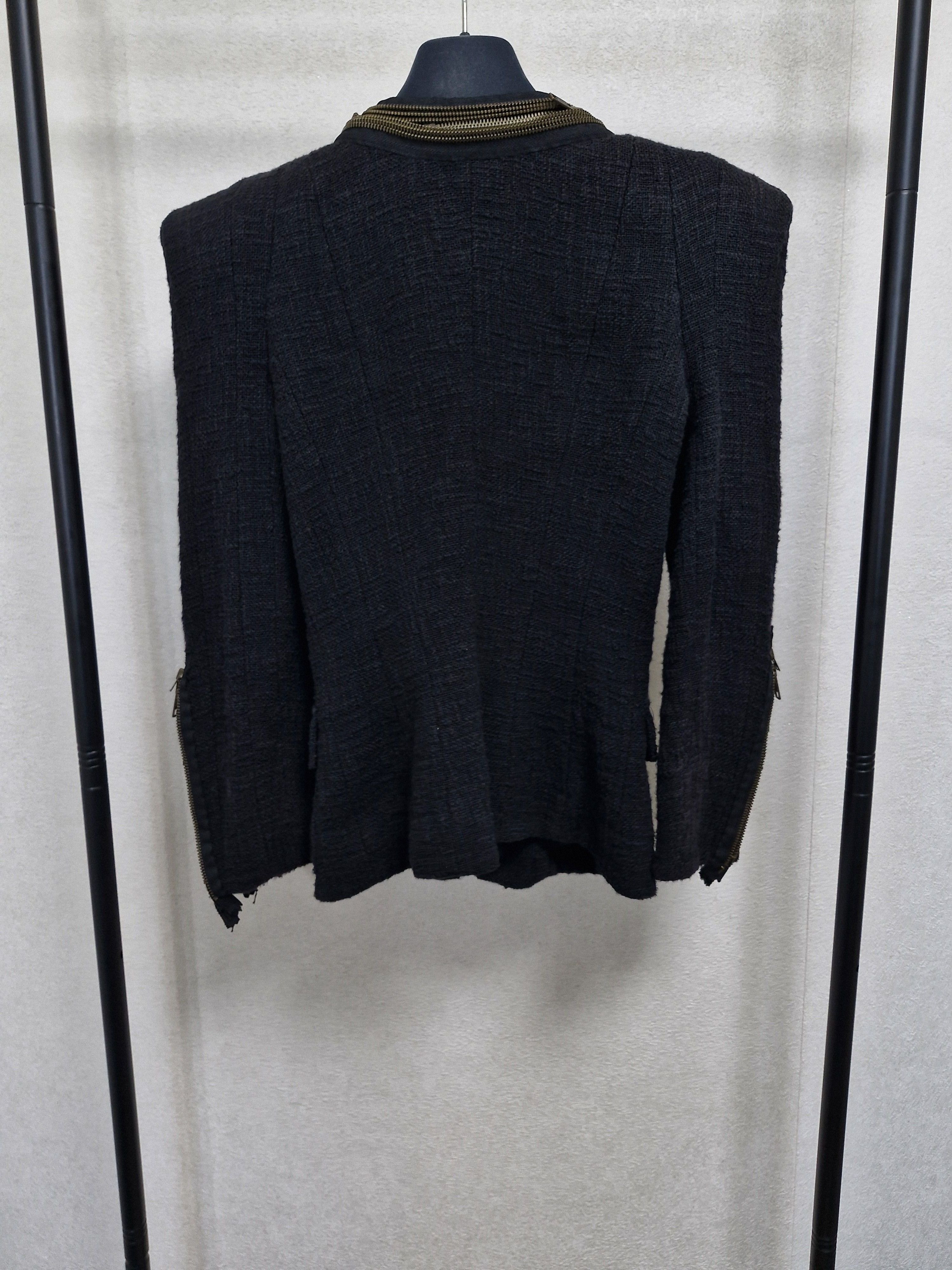Balmain BALMAIN SS10 Decarnin Multi Zipper Tweed Jacket Size US XXS / EU 40 - 2 Thumbnail