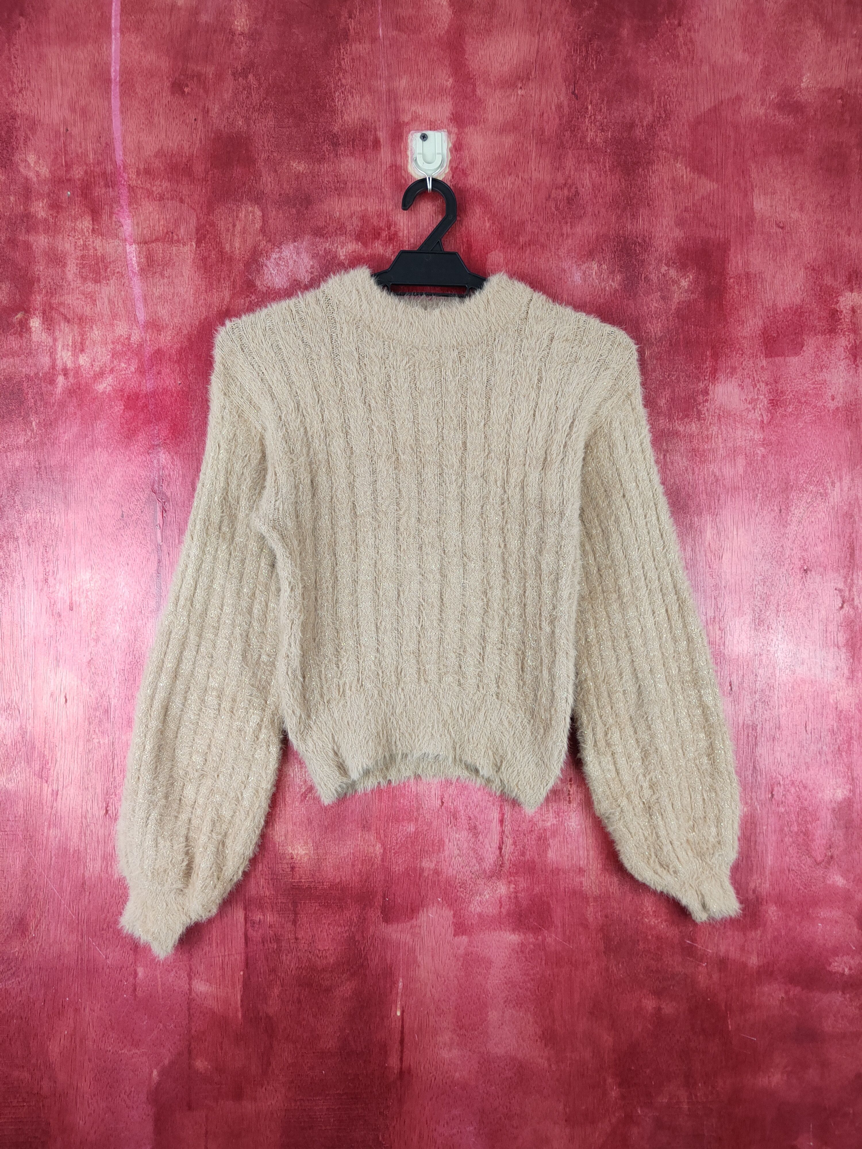 Japanese Brand × Vintage E Hypen World Gallery Beige Fur Mohair Knitwear #S1915 Size XS / US 0-2 / IT 36-38 - 1 Thumbnail